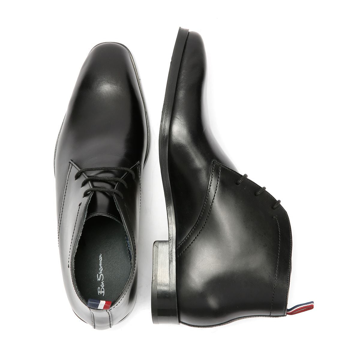 Ben Sherman London Leder Herren Schwarze Stiefel