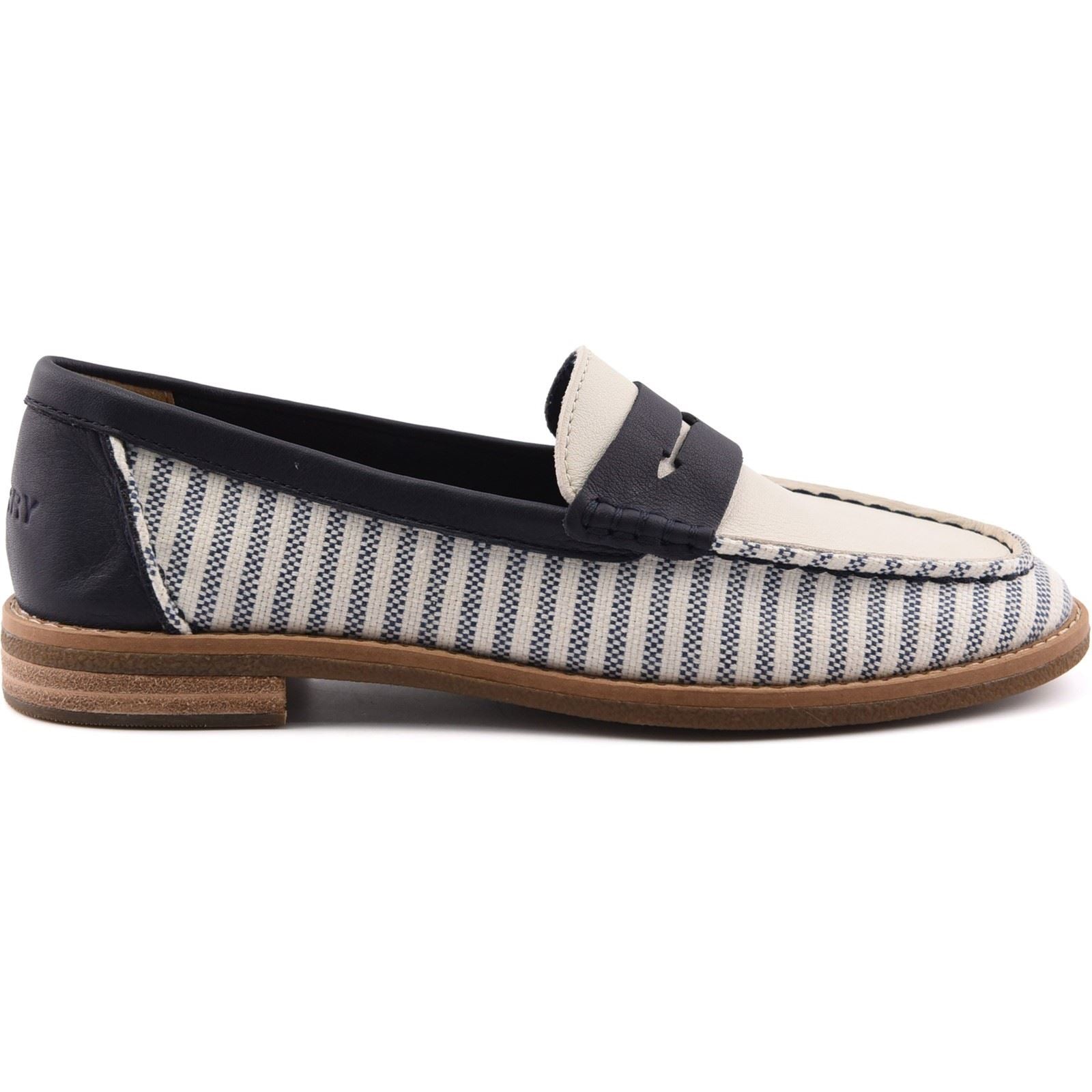 Sperry Port Driving Textil Damen Weiß/Navy Loafer