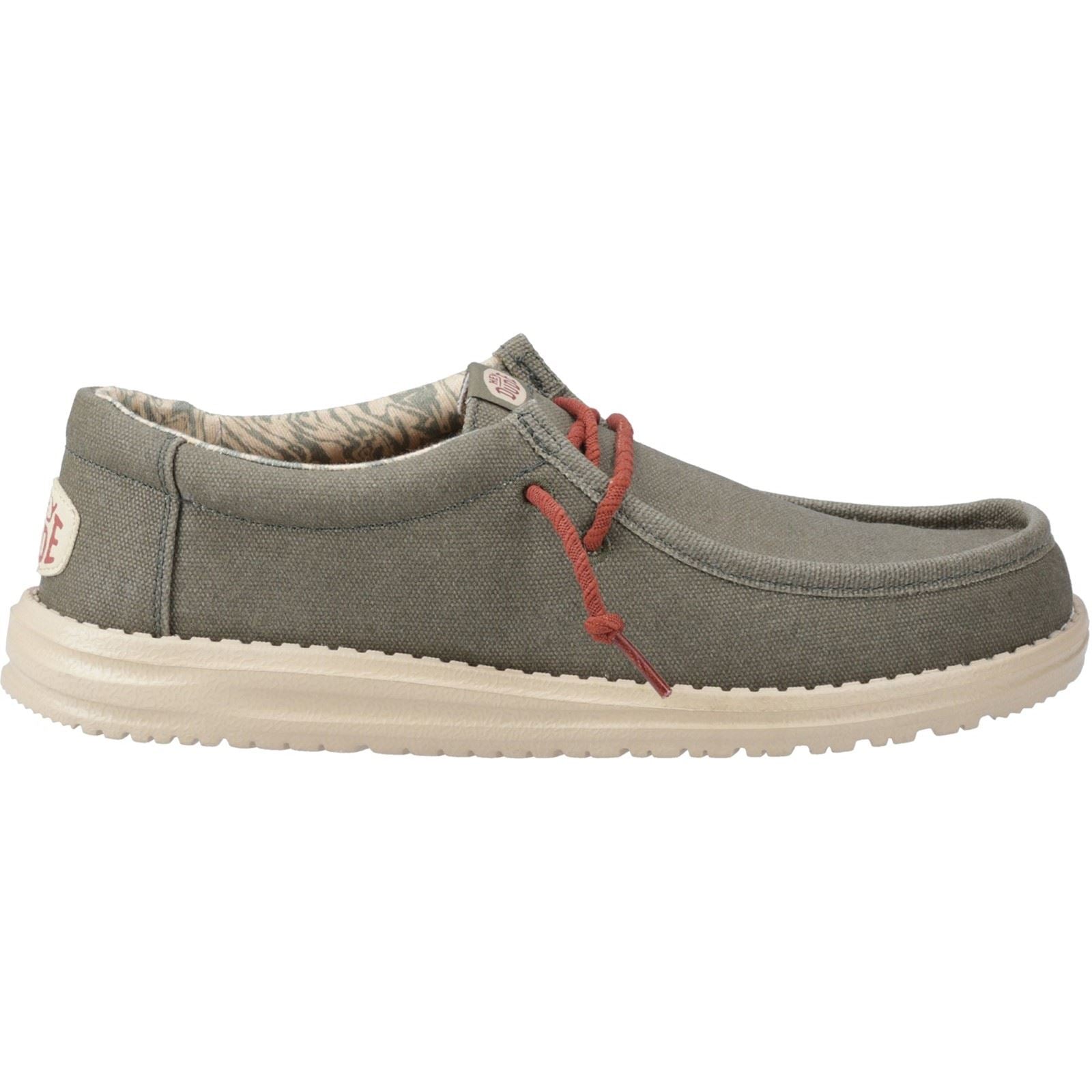 HEYDUDE Wally Waxed Stoff Herren Olivene Bootschuhe