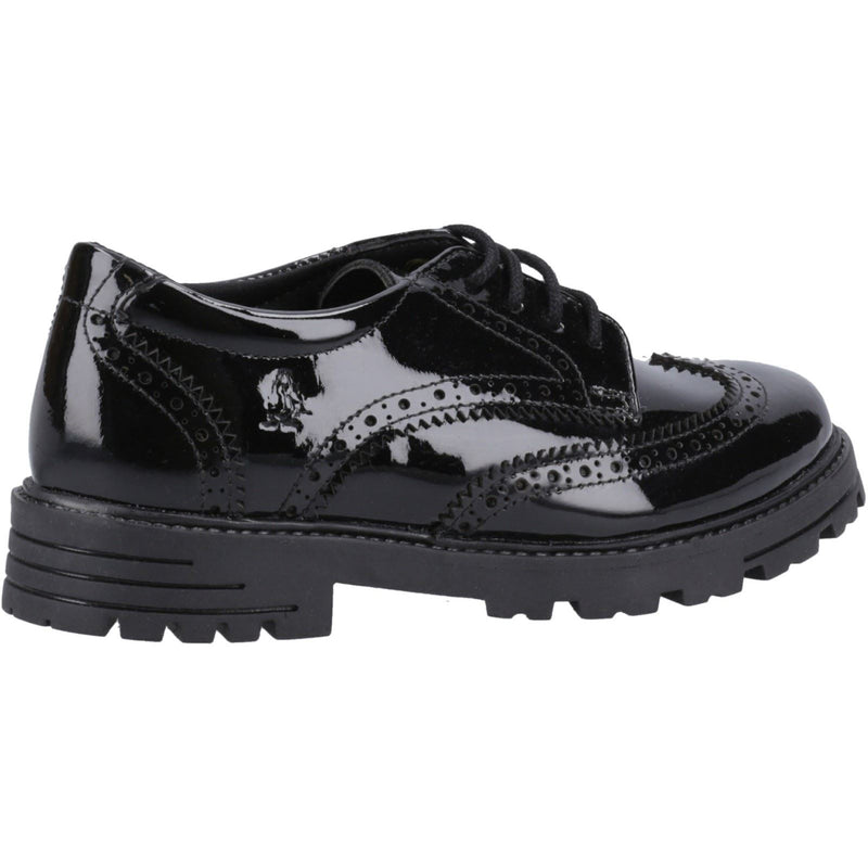 Hush Puppies Maxine Patent Junior Mädchen Brogues Aus Schwarzem Leder