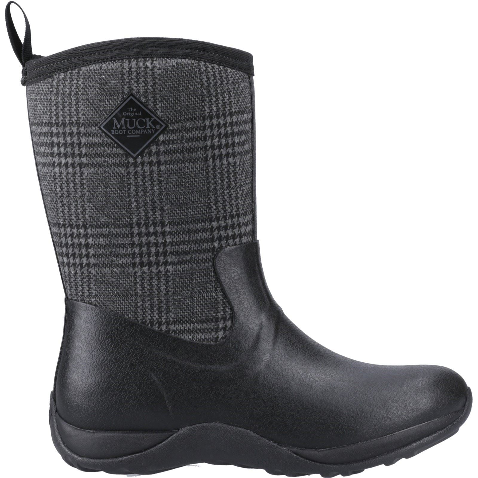 Muck Boots Arctic Weekend Damen Stiefel aus Gummi Schwarz/Kariert Winterstiefel bis zur Mitte der Wade