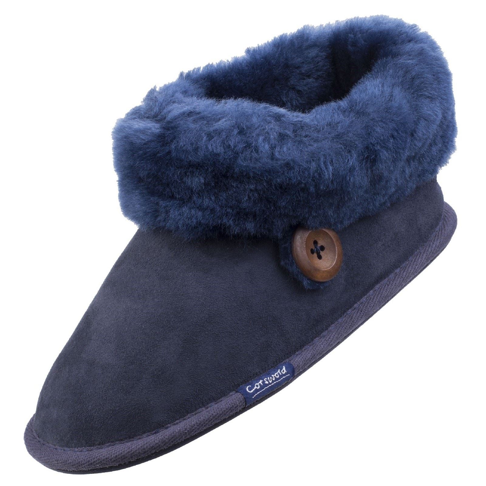 Cotswold Wotton Dunkelblaue Damen Hausschuhe aus Leder