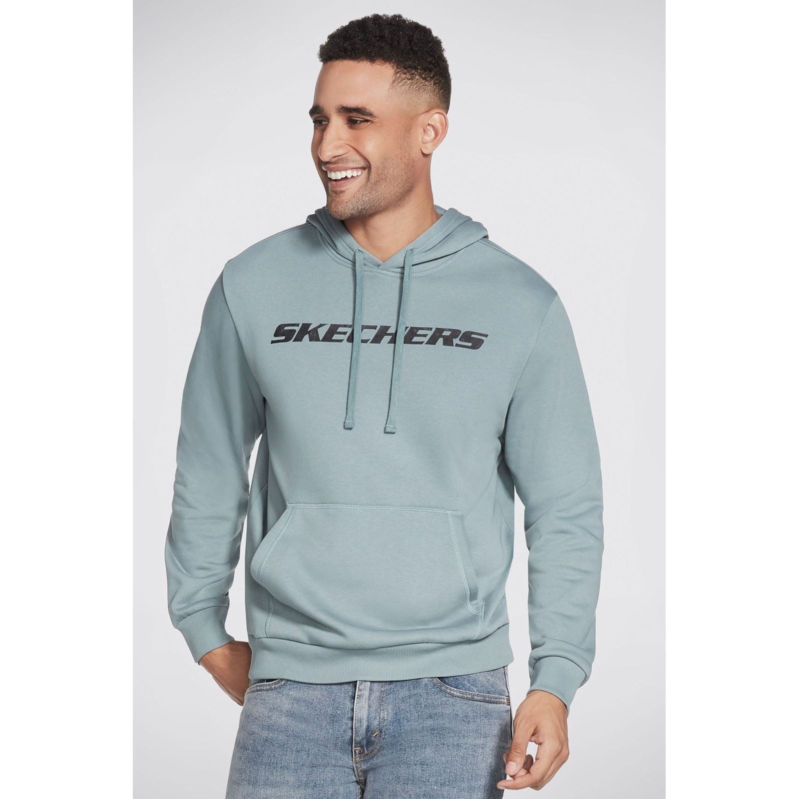 Skechers Performance Heritage Baumwoll Herrenblauer Kapuzensweatshirt