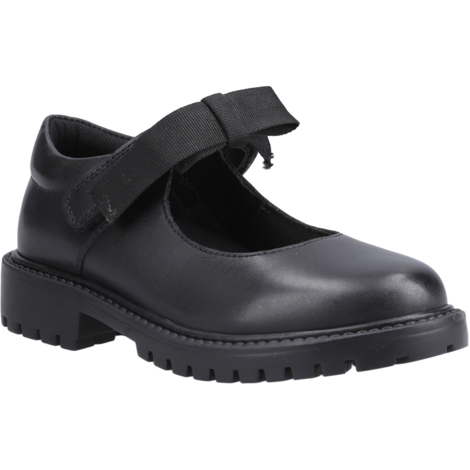 Hush Puppies Astrid Bow Mädchenschuhe Aus Schwarzem Leder