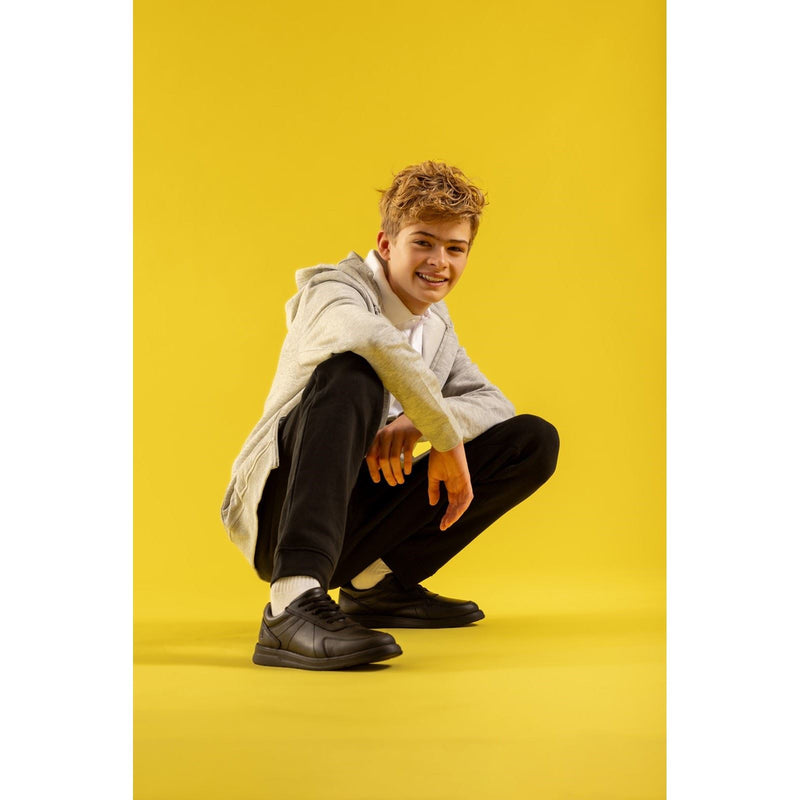 Hush Puppies Robert SNR Die Schwarzen Schnürschuhe Für Jungen Aus Leder