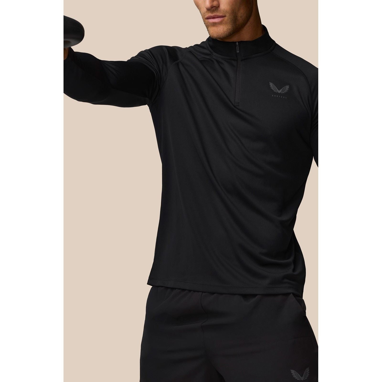 Castore Adapt Training 1/4 Zip Top Polyester Herren Schwarze Farbe Sport-T-Shirts