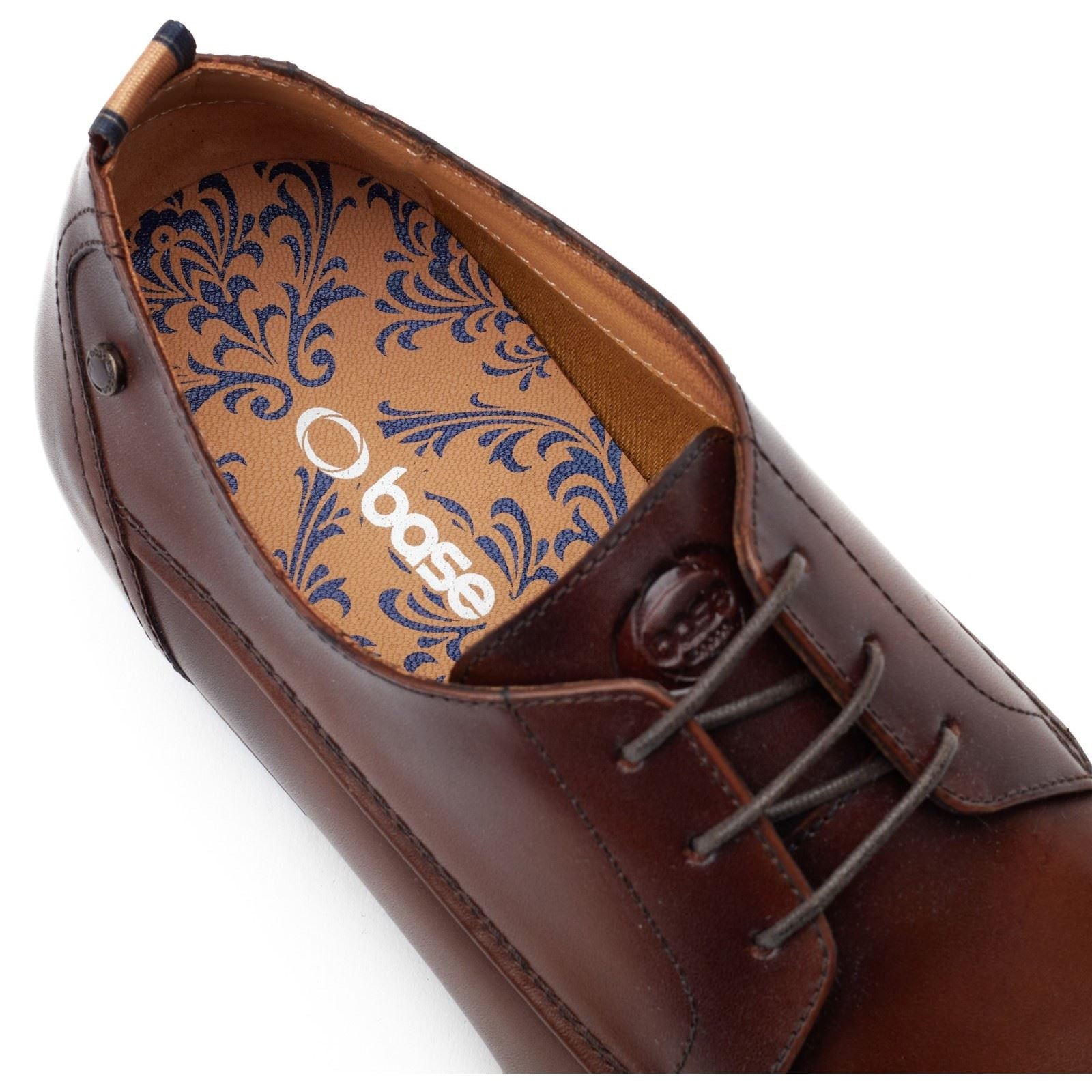 Base London Gambino Excel Leder Herrenschuhe In Verbranntem Braun Mit Schnürung