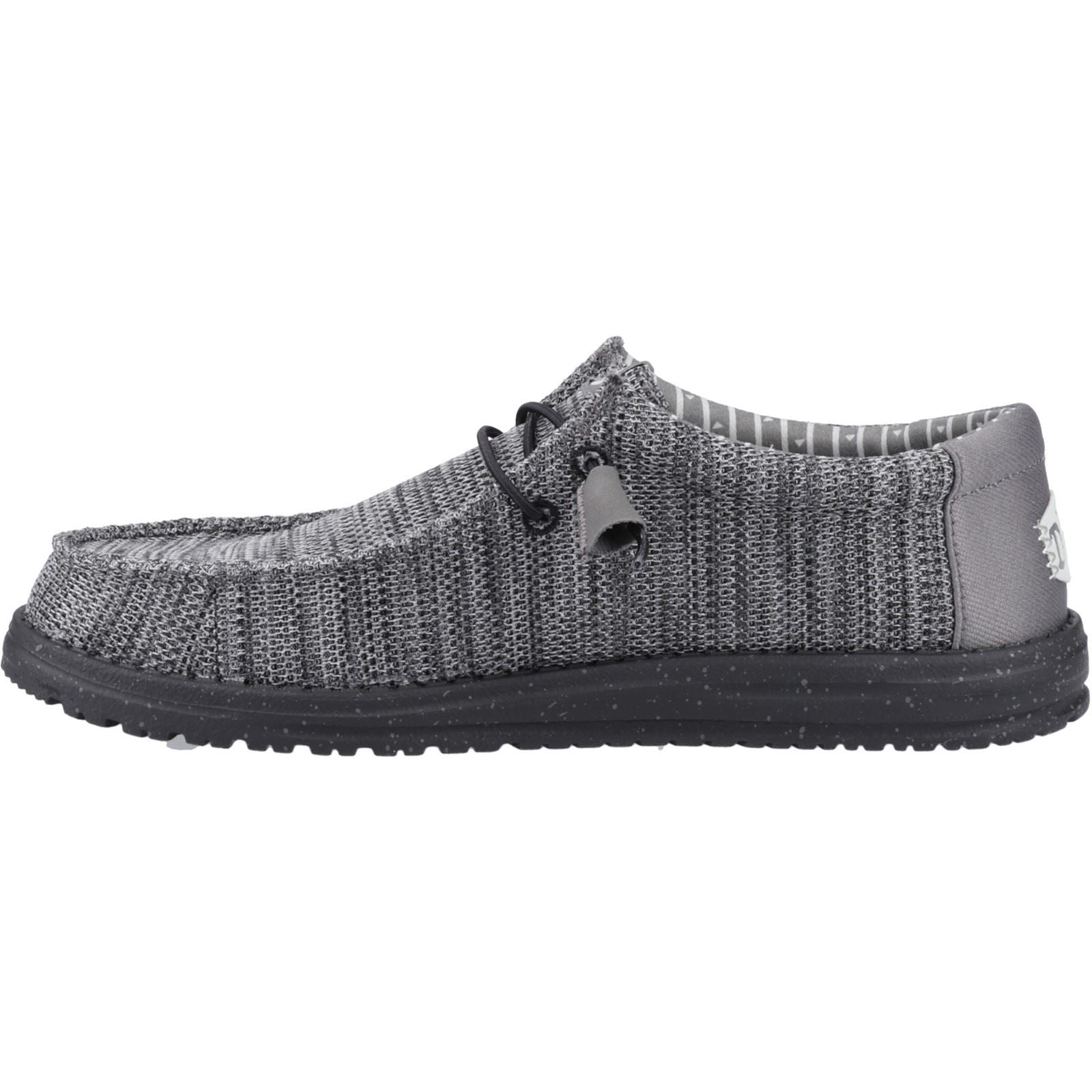HEYDUDE Wally Stretch Mesh Polyester Herren Mokassin Schuhe in Granitgrau/Schwarz
