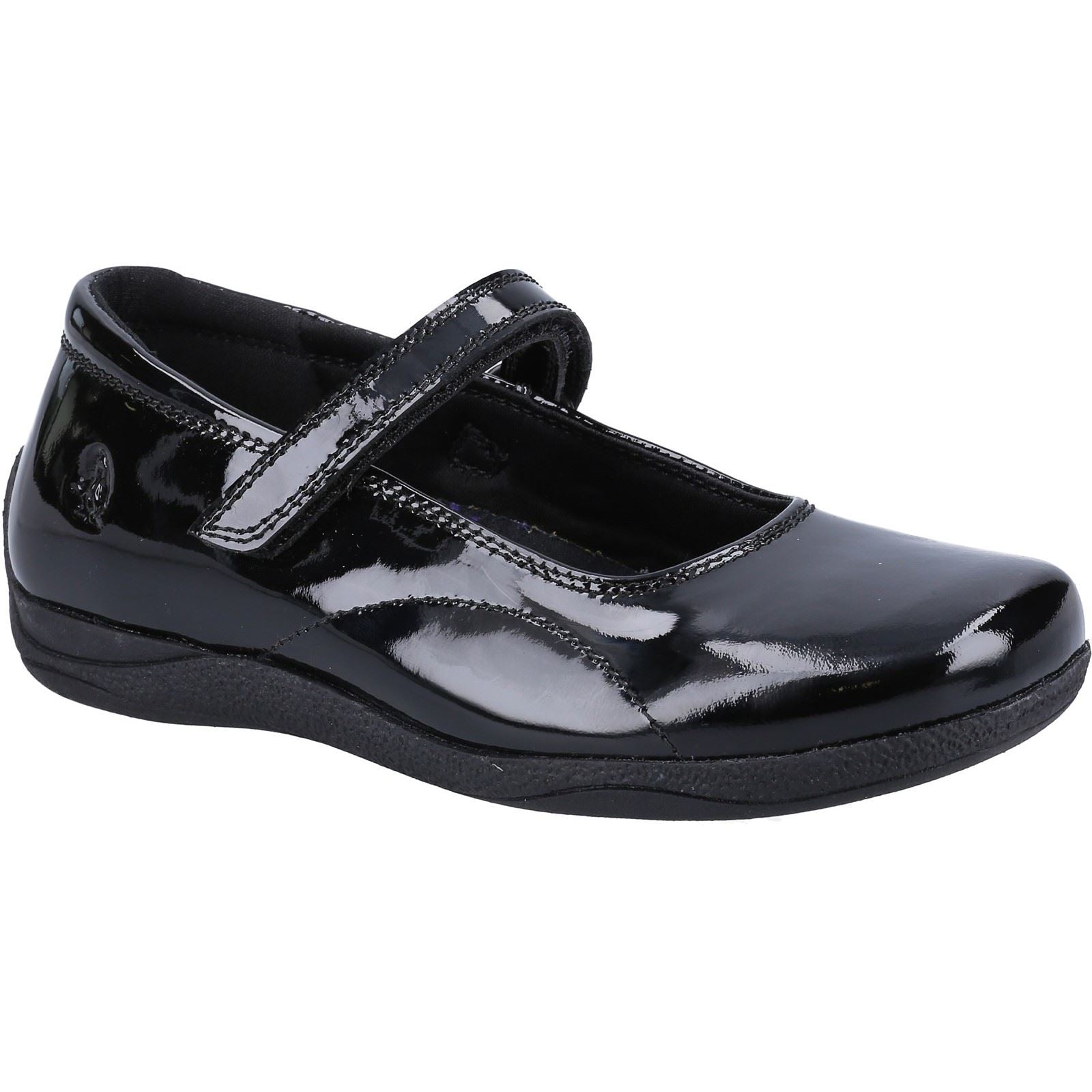 Hush Puppies Aria Patent JNR Mädchenschuhe Aus Schwarzem Leder