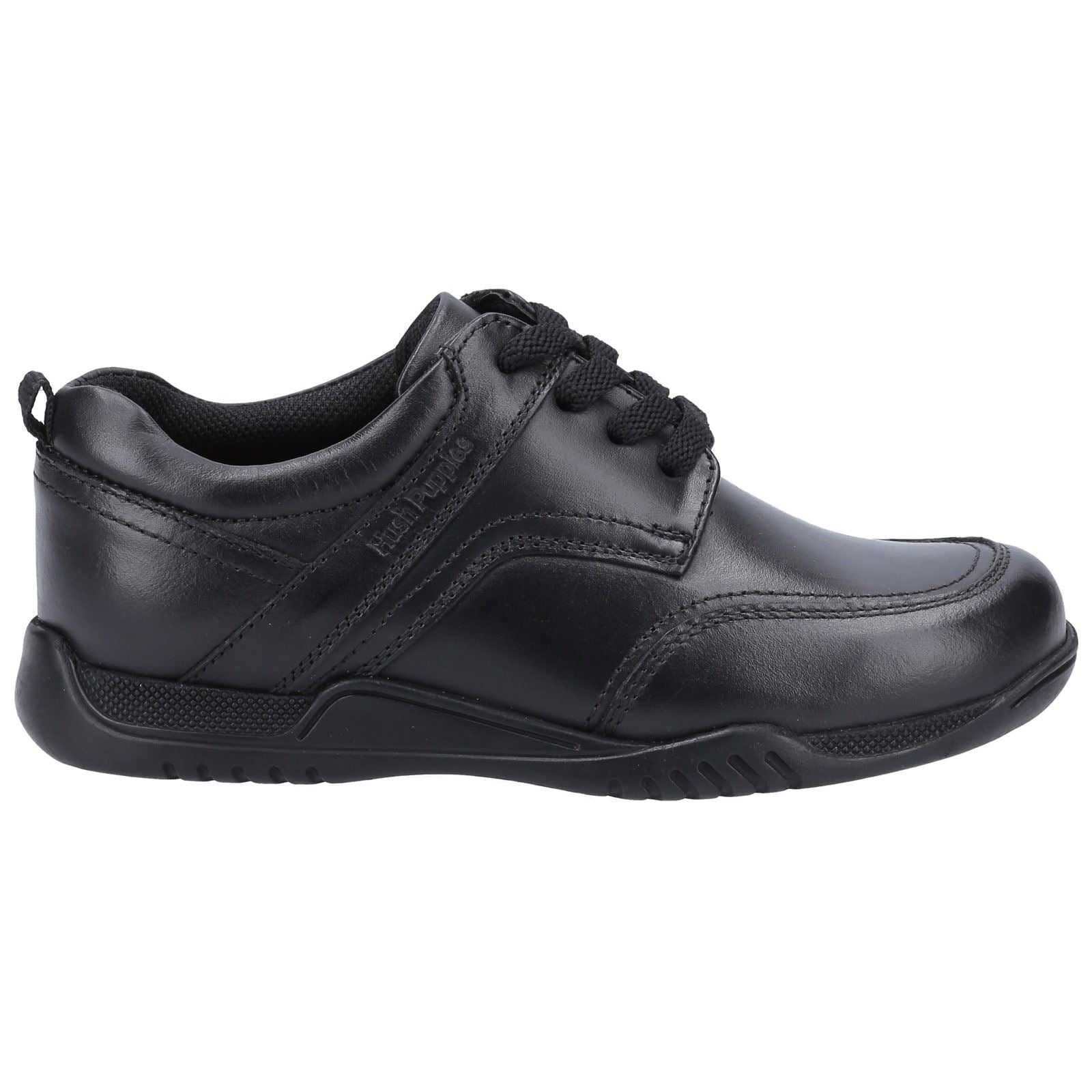 Hush Puppies Harvey Senior Die Schwarzen Schnürschuhe Für Jungen Aus Leder