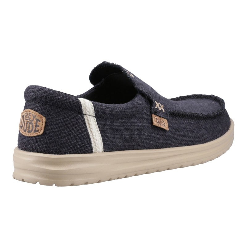 HEYDUDE Mikka Jute Herren Mokassin Schuhe Aus Leinen In Schwarz/Irisch Creme