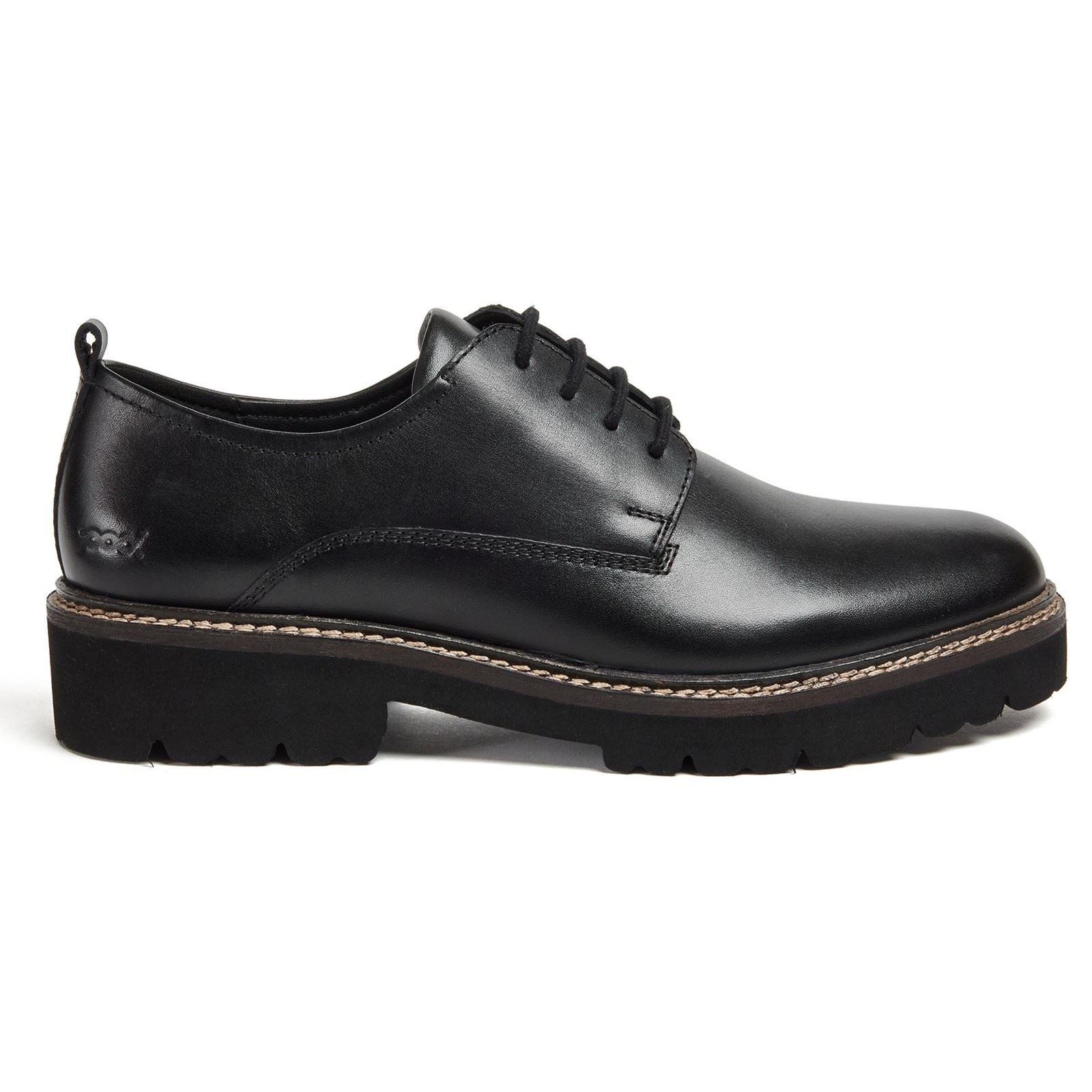 Pod Kris Damen Derbyschuhe Aus Schwarzem Leder