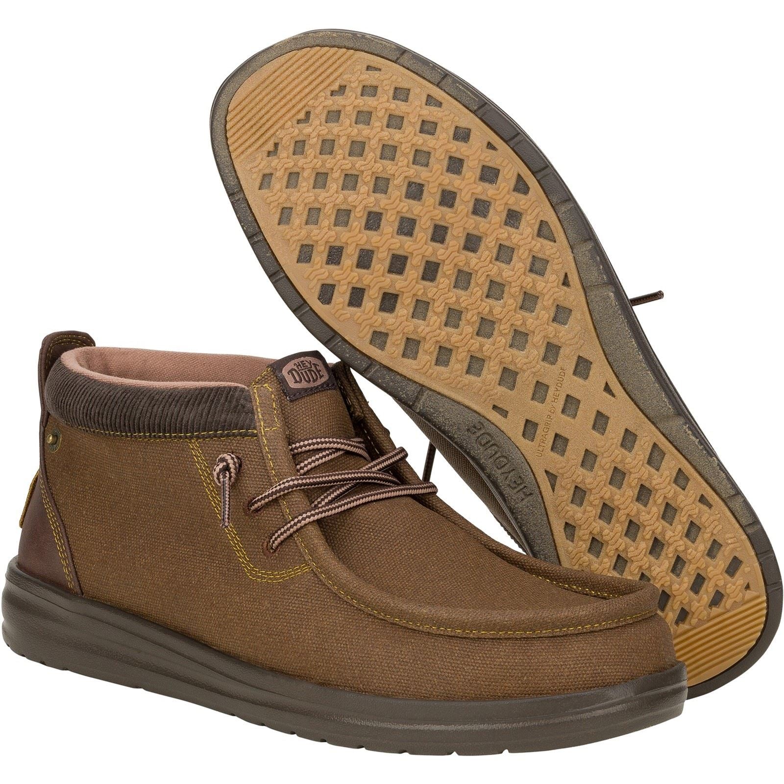 HEYDUDE Wally Mid GripR Stoff Herren Dunkelbraune Stiefel
