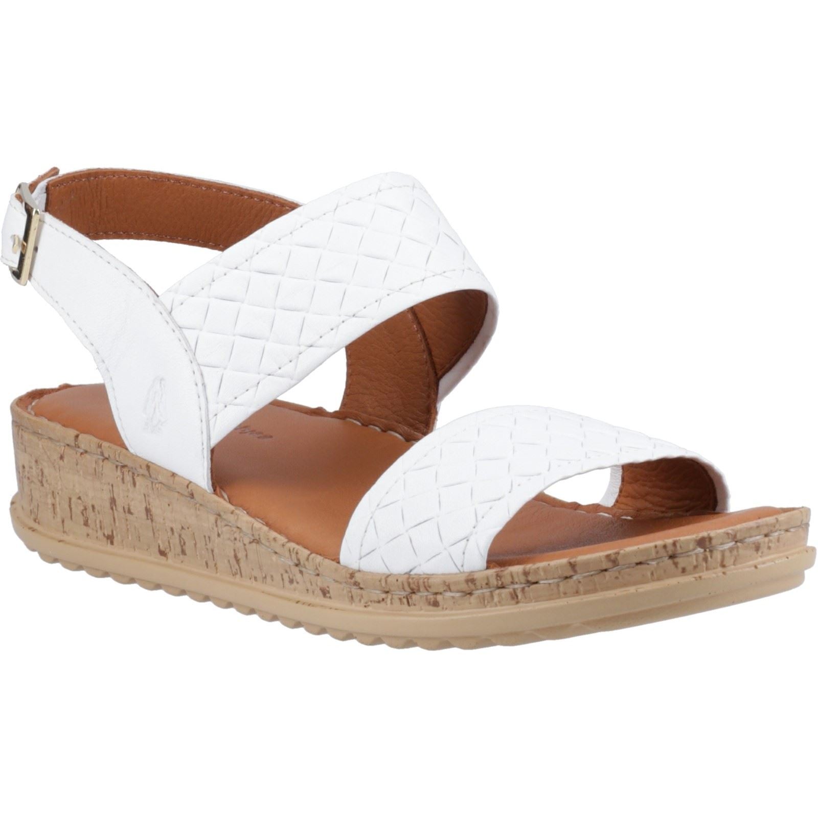 Hush Puppies Ebony Wide Fit Damen Sandalen Aus Weißem Leder