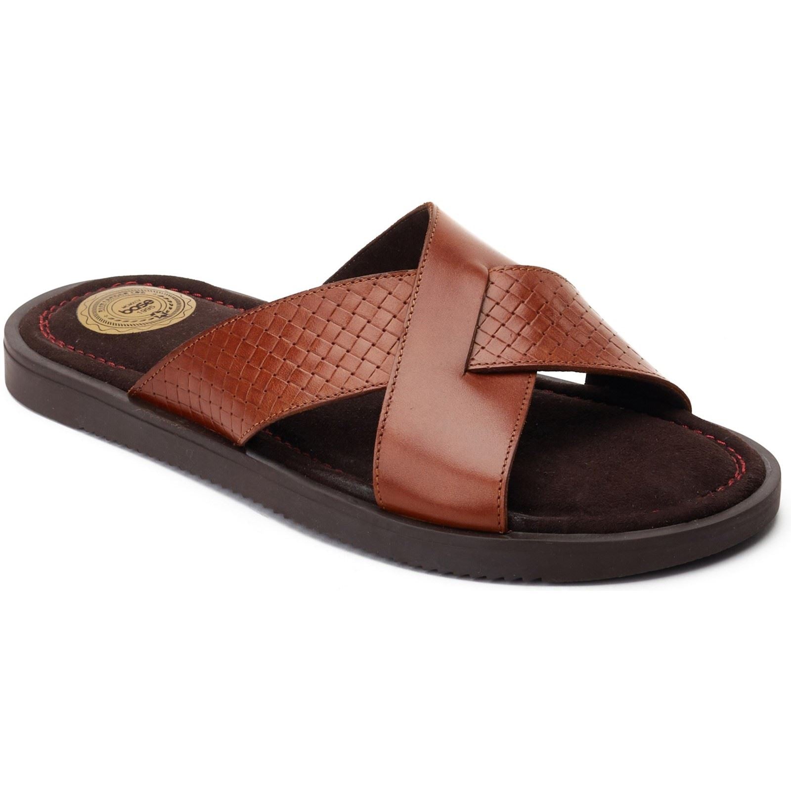 Base London Astro Leder Herren Sandalen In Verbranntem Tan