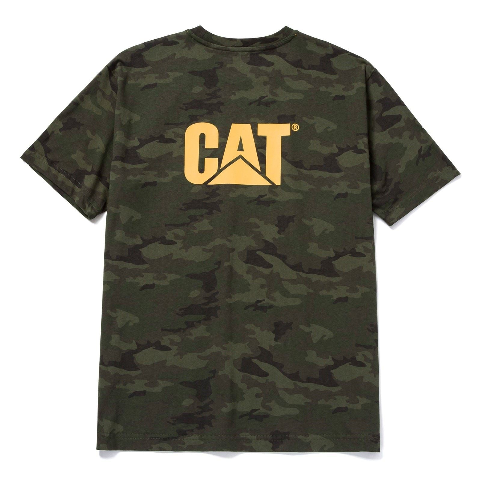 Caterpillar W05324 Trademark Baumwoll Herren Grüne Kurzarm T-Shirts