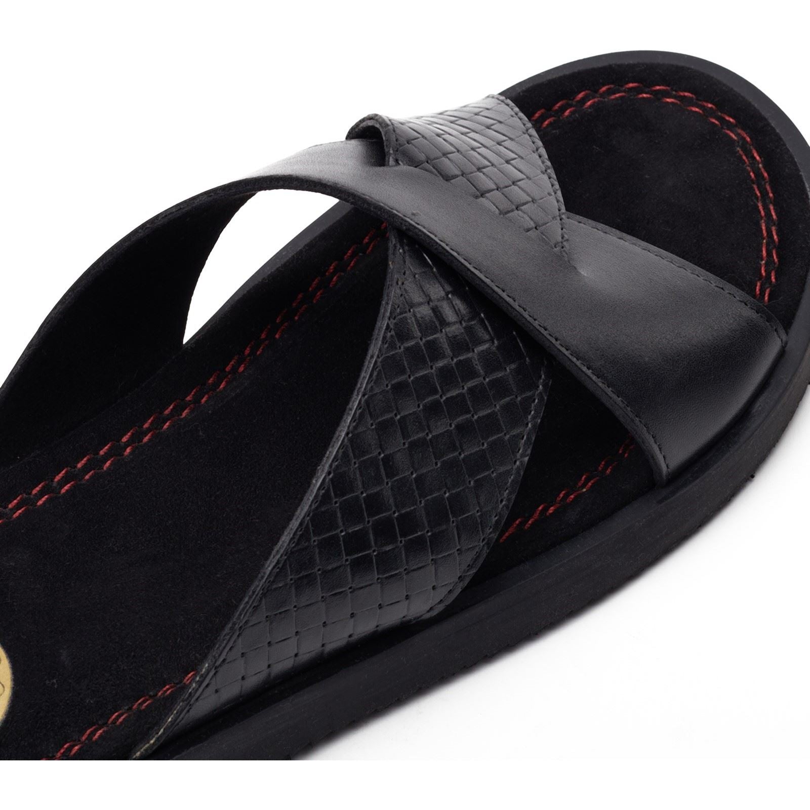 Base London Astro Leder Herren Schwarze Sandalen