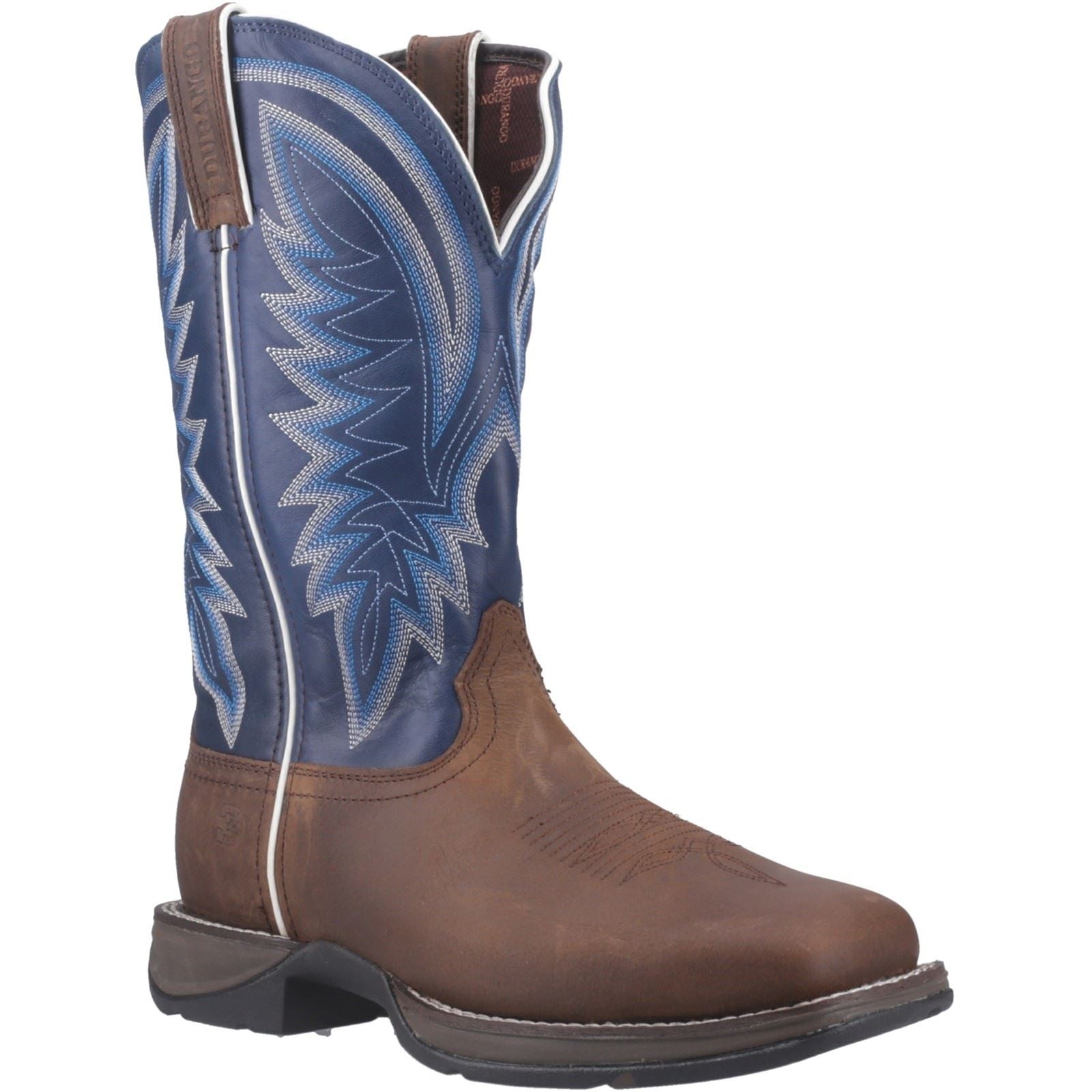 Durango Rebel Leder Herren Sattelbraun/Denim Blaue Stiefel