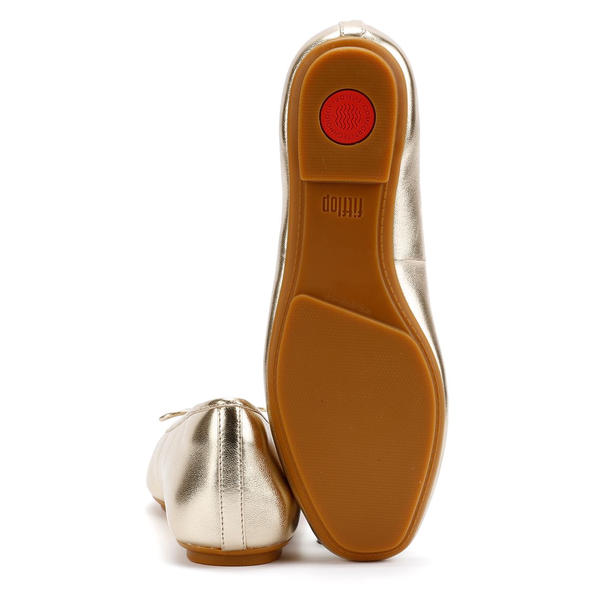 FitFlop Delicato Metallic-Leder Damen Gold Flats