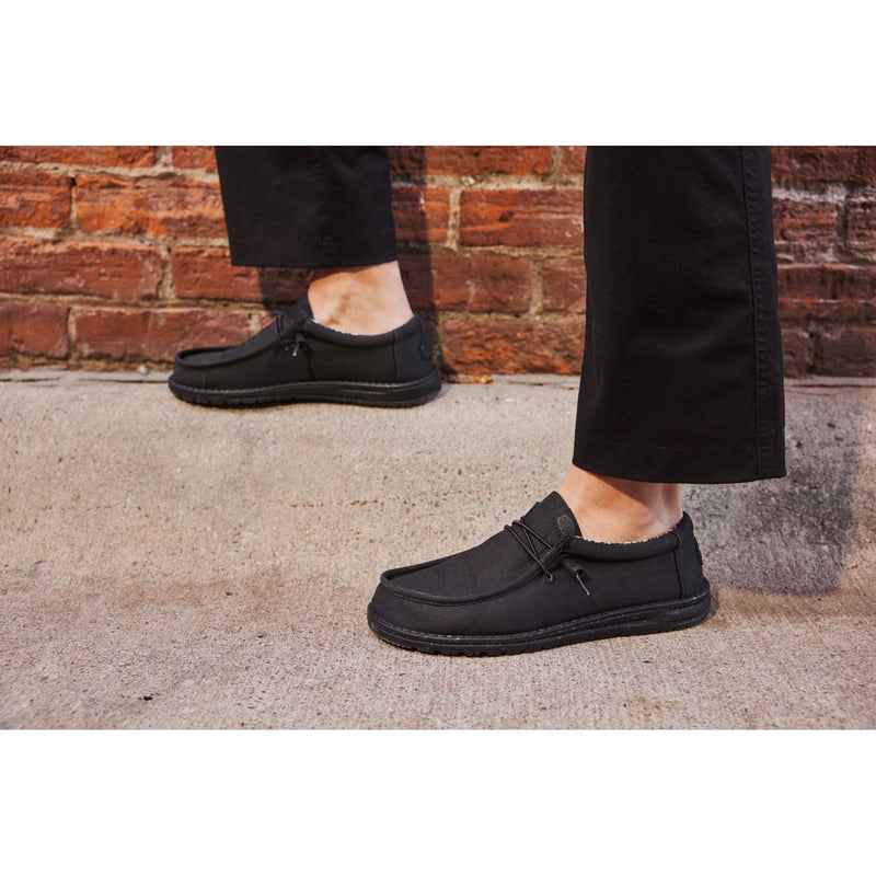 HEYDUDE Wally Canvas 100% Baumwolle Herren Bootsschuhe In Schwarz