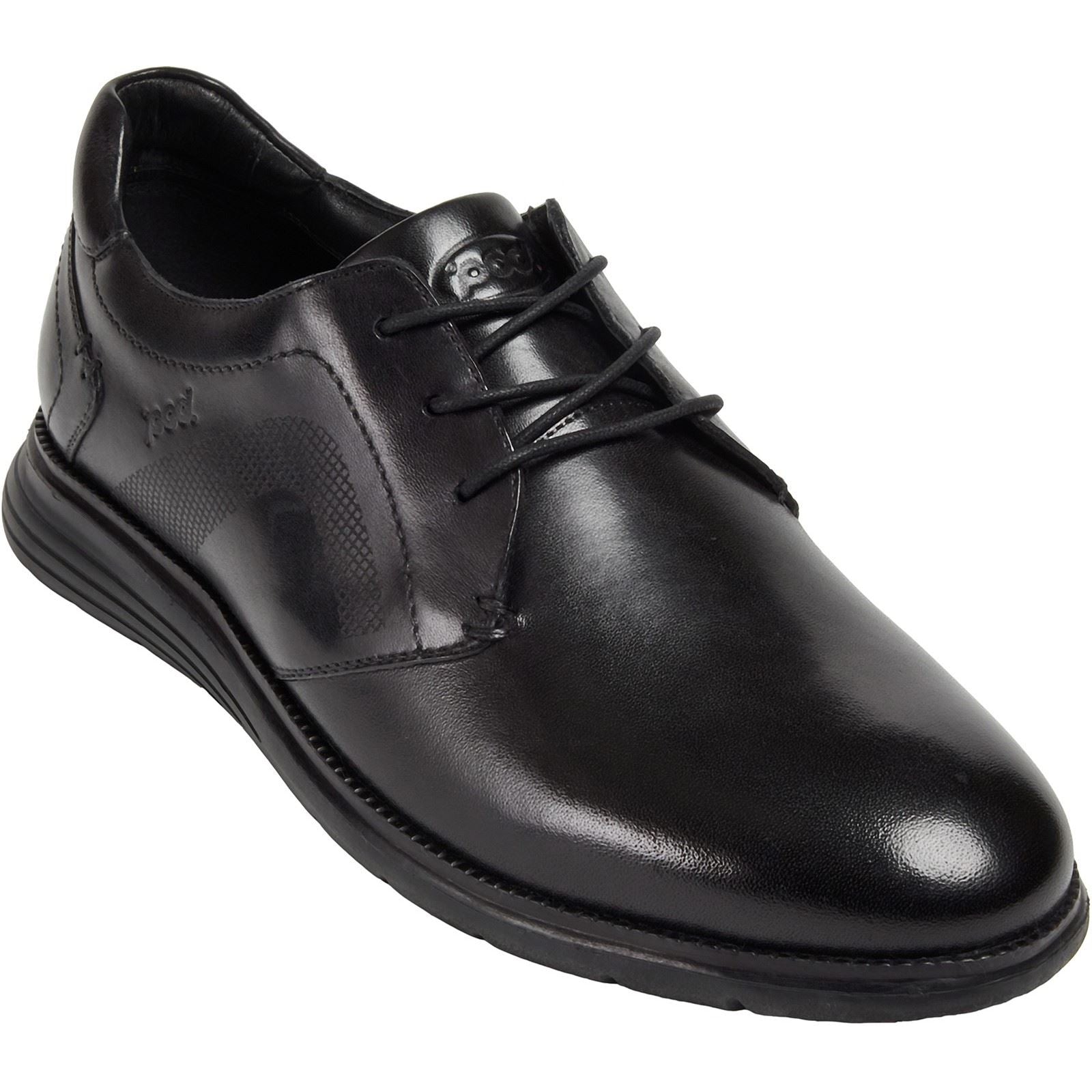 Pod Aston Leder Herren Schwarz Schnürschuhe