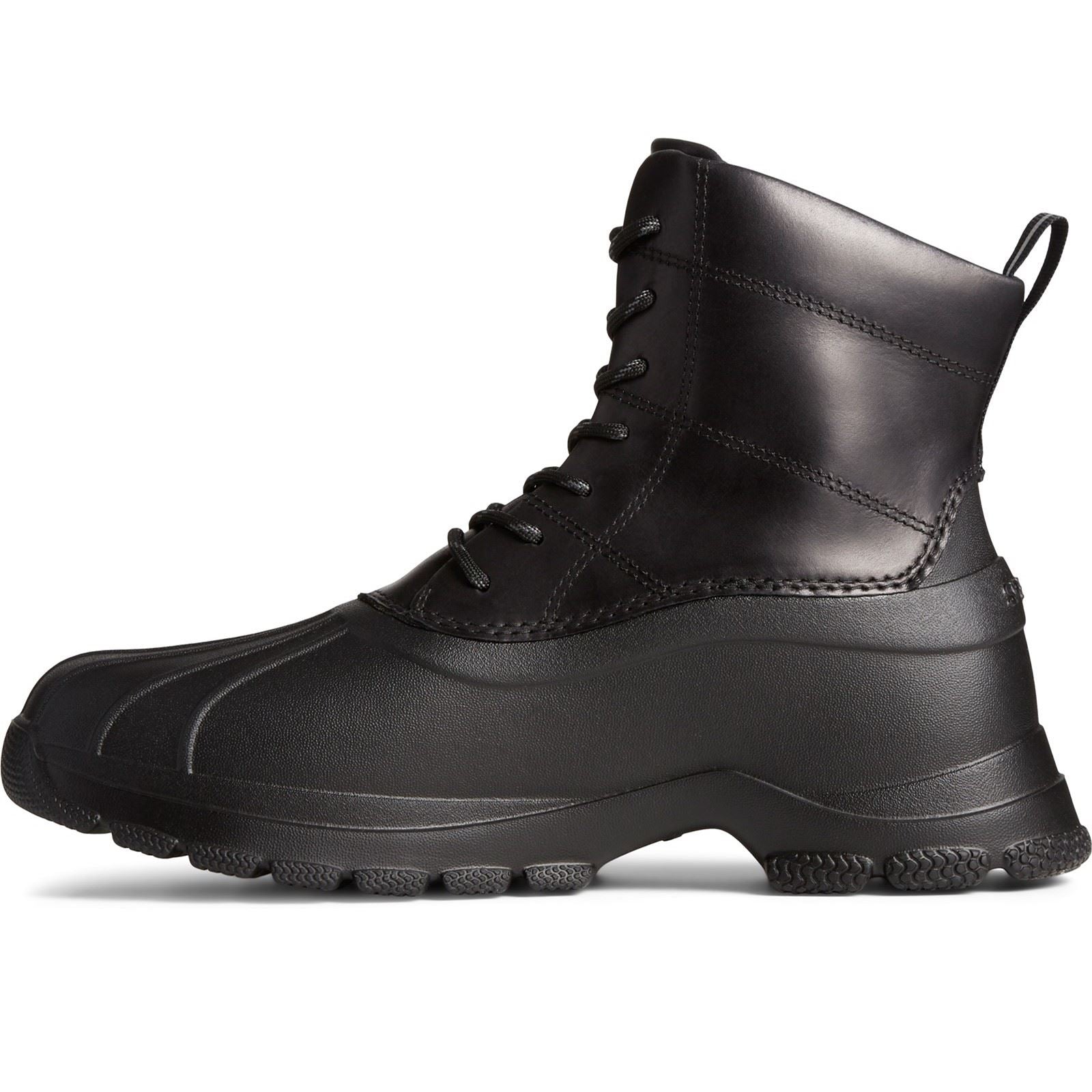 Sperry Duck Float Lederne Schwarze Gummistiefel