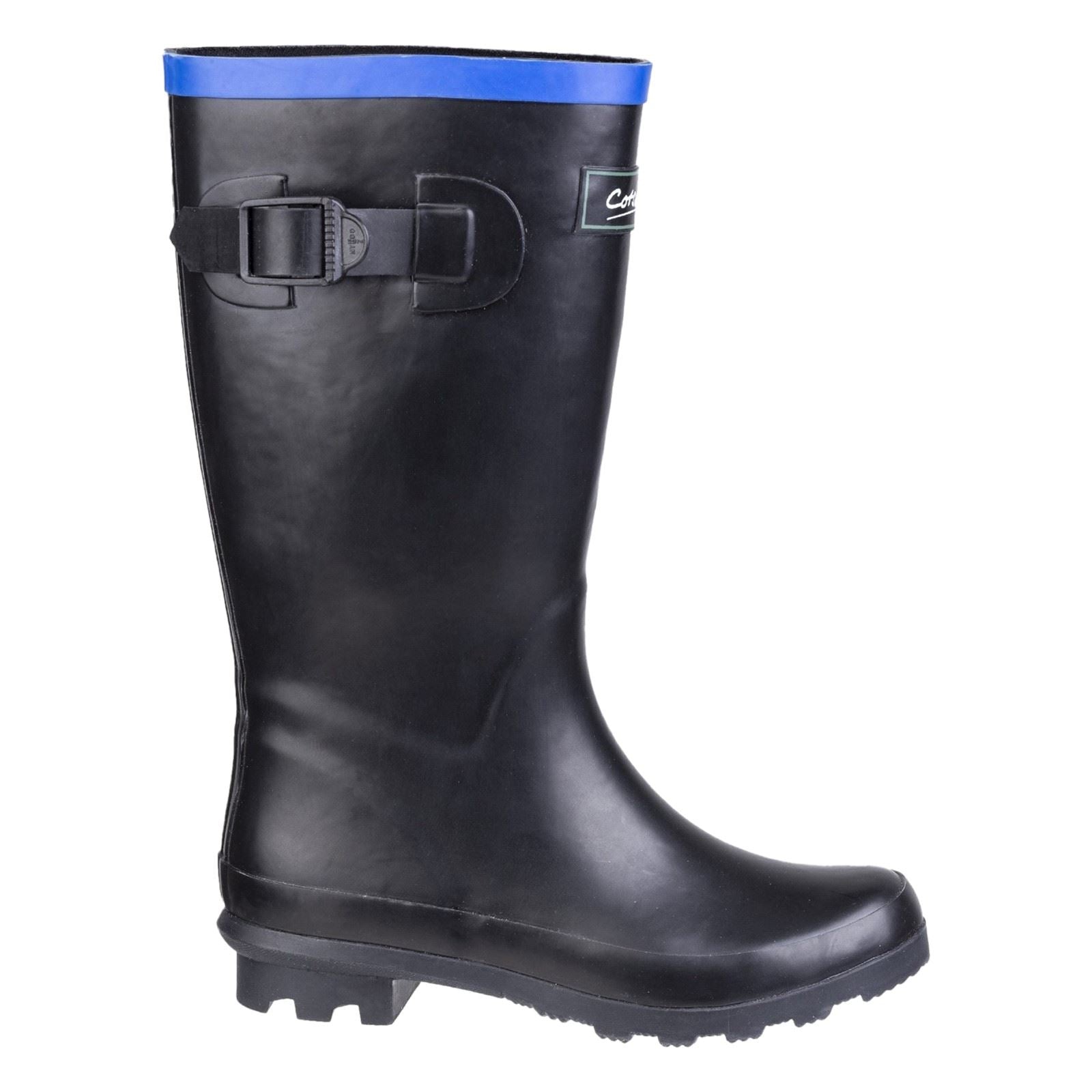 Cotswold Fairweather Gummi Unisex Kinder Schwarze Farbe/blaue Gummistiefel