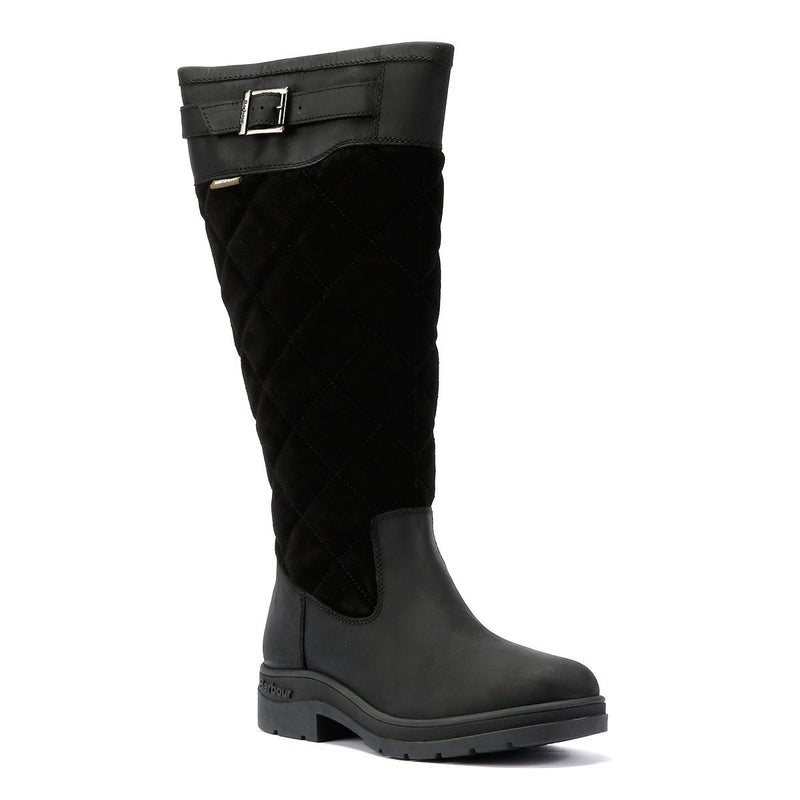 Barbour Oak Tall Damenstiefel Aus Schwarzem Wildleder