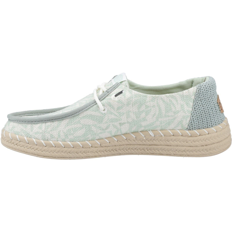 HEYDUDE Wendy Espadrille Retro Palm Damen Espadrilles In Celadon Grün/Weiß Aus Baumwollmischung