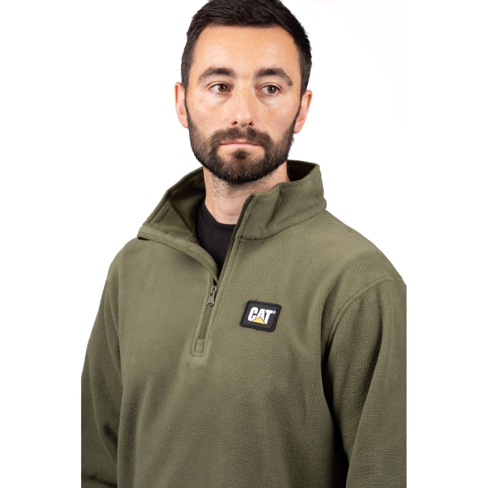 Caterpillar Cat Microfleece Quarter Zip Polyester Herren Grünes Sweatshirt