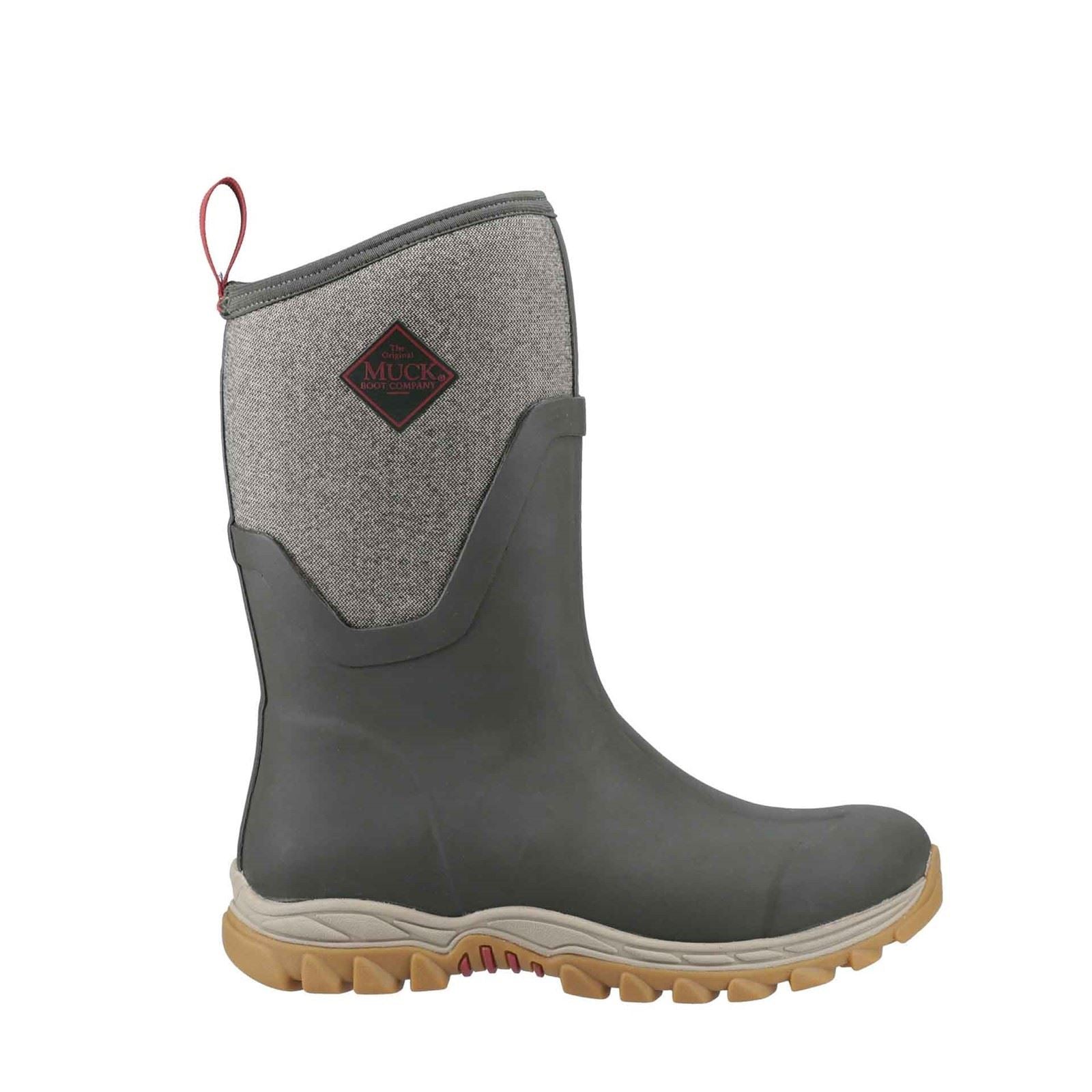Muck Boots Arctic Sport II Mid Damen Winterstiefel in Olive/Heringbone-Muster aus Gummi