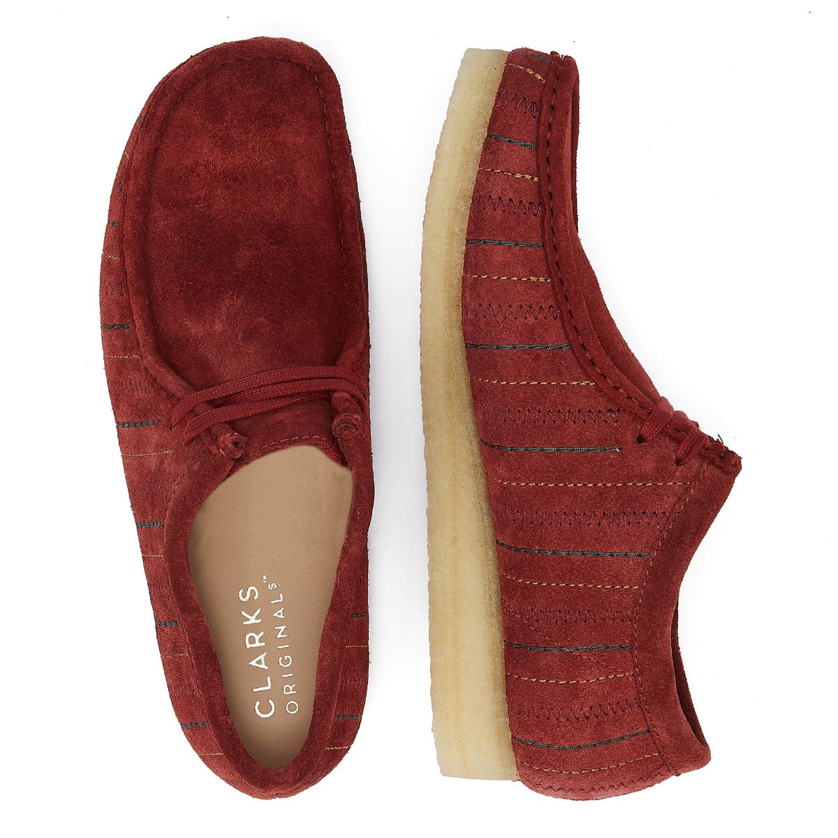Clarks Originals Wallabee Kombination Herren Burgund Schnürschuhe