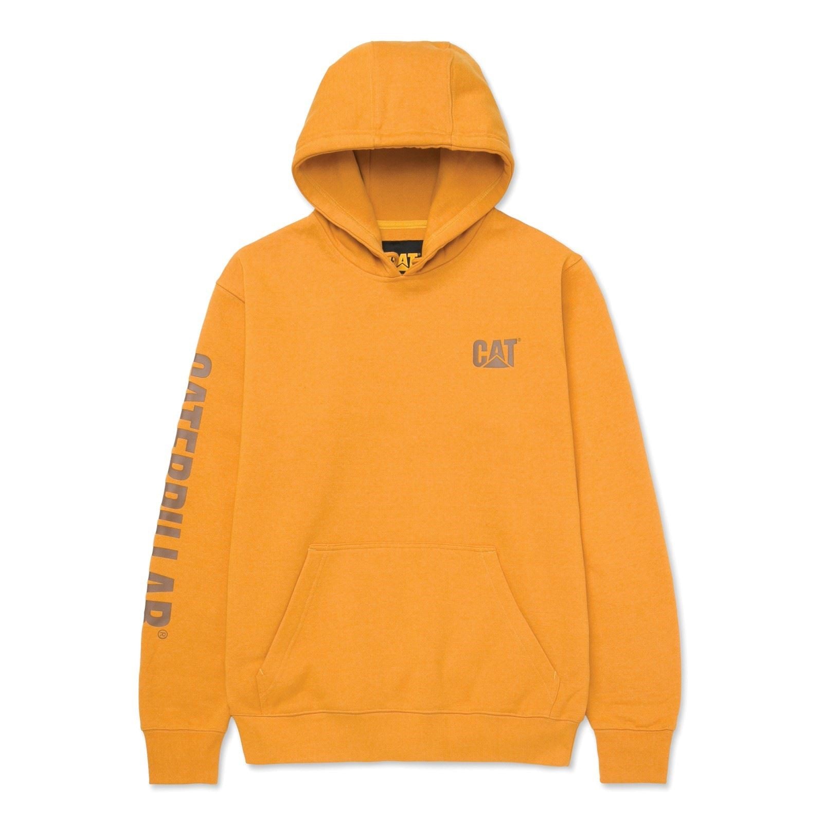 Caterpillar Trademark Banner Baumwolle Herren Gelbes Kapuzen Sweatshirt