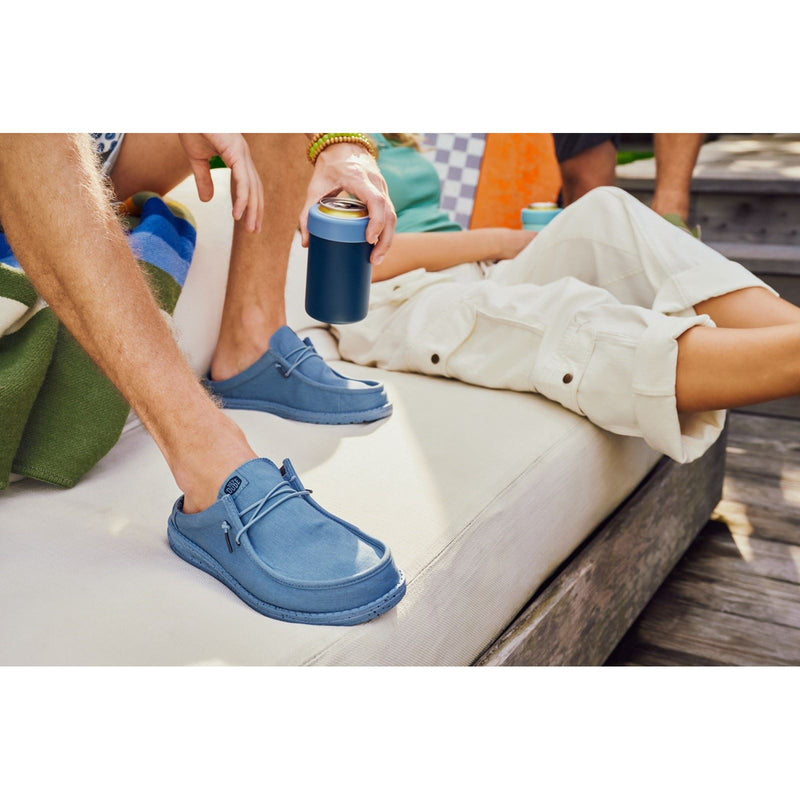 HEYDUDE Wally Slip Canvas 100% Baumwolle Herren Hausschuhe In Elementarblau