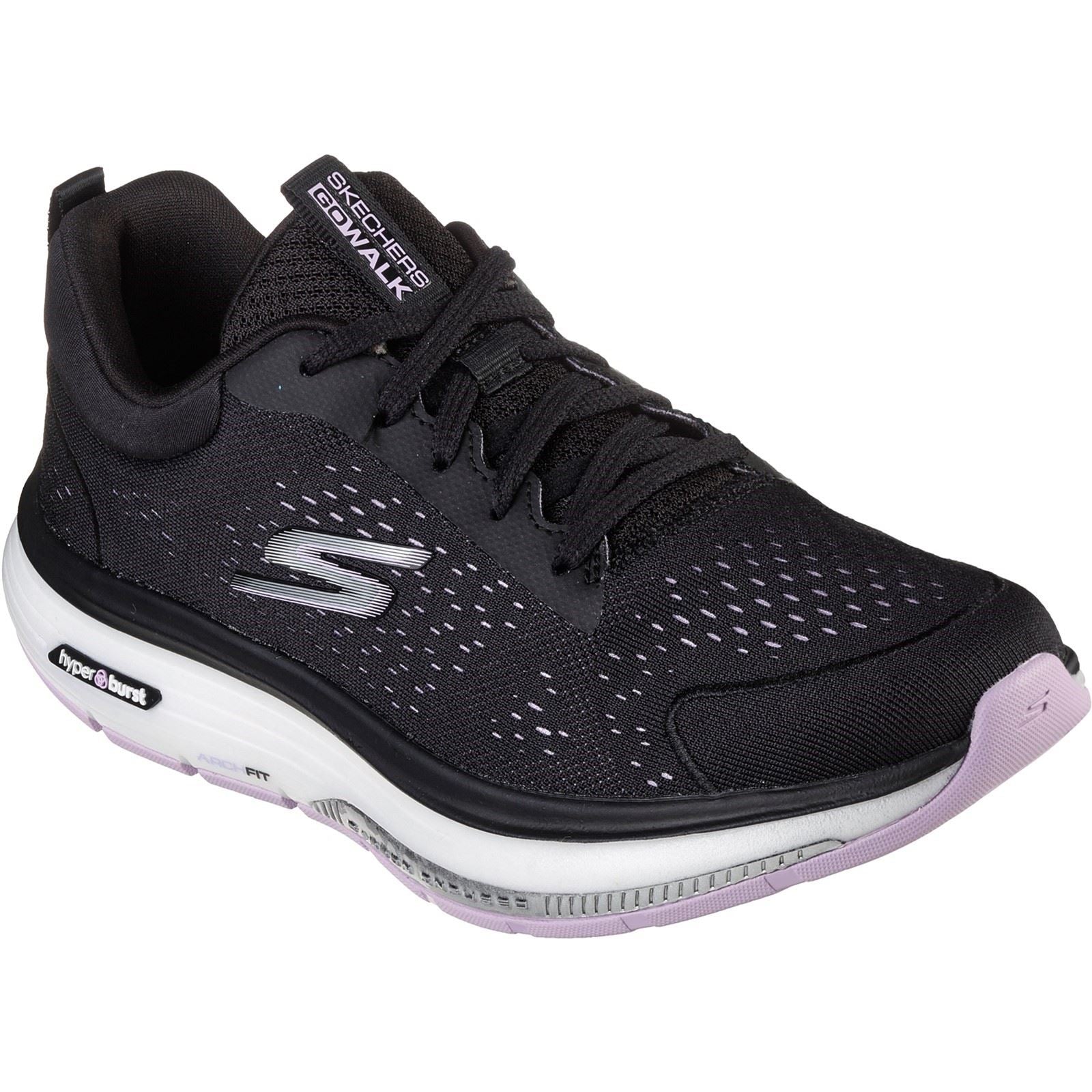 Skechers Go Walk Workout Walker Outpace Synthetik Damen Sneaker In Schwarz/Lavendel