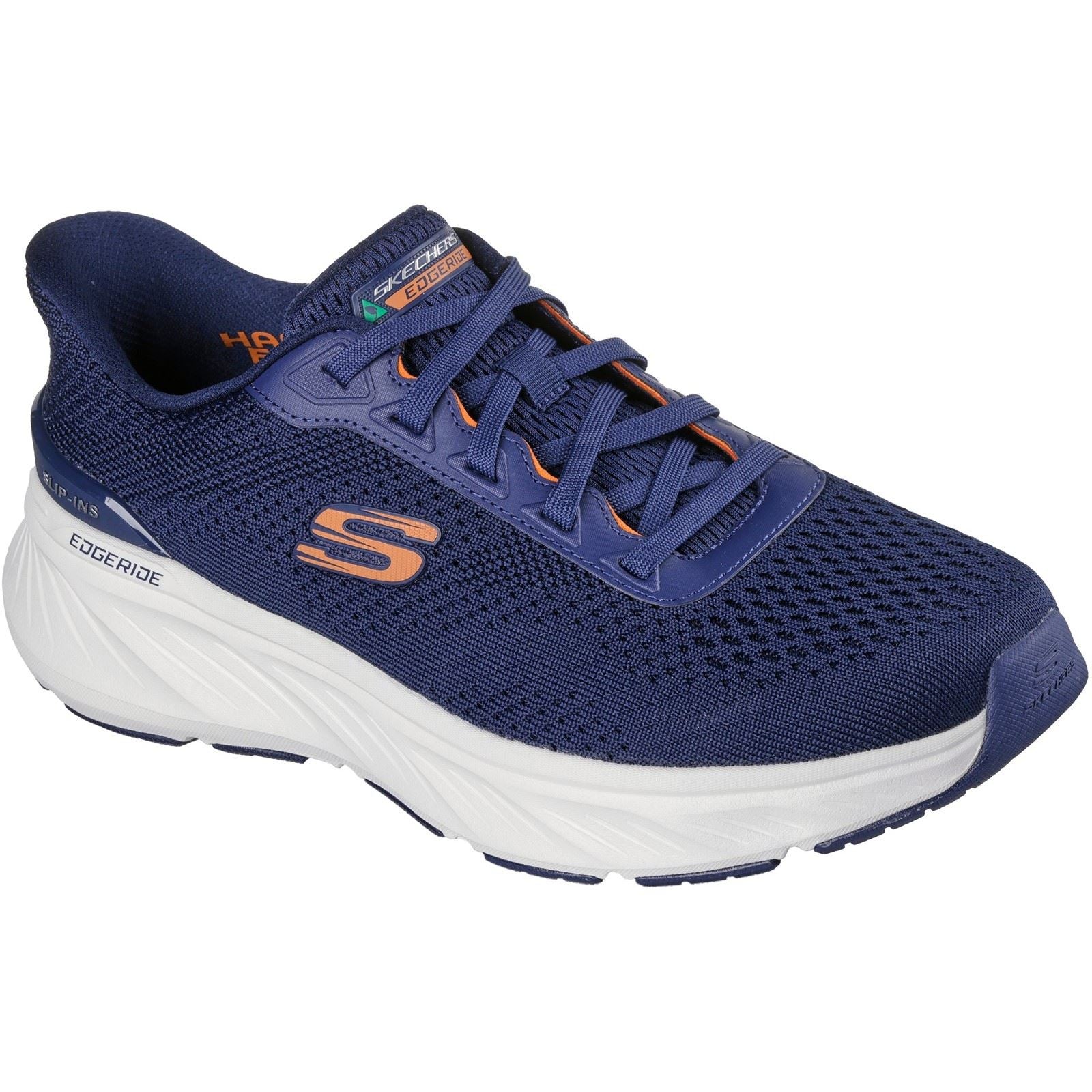 Skechers Edgeride Herren Textil Sneaker In Marineblau/orange