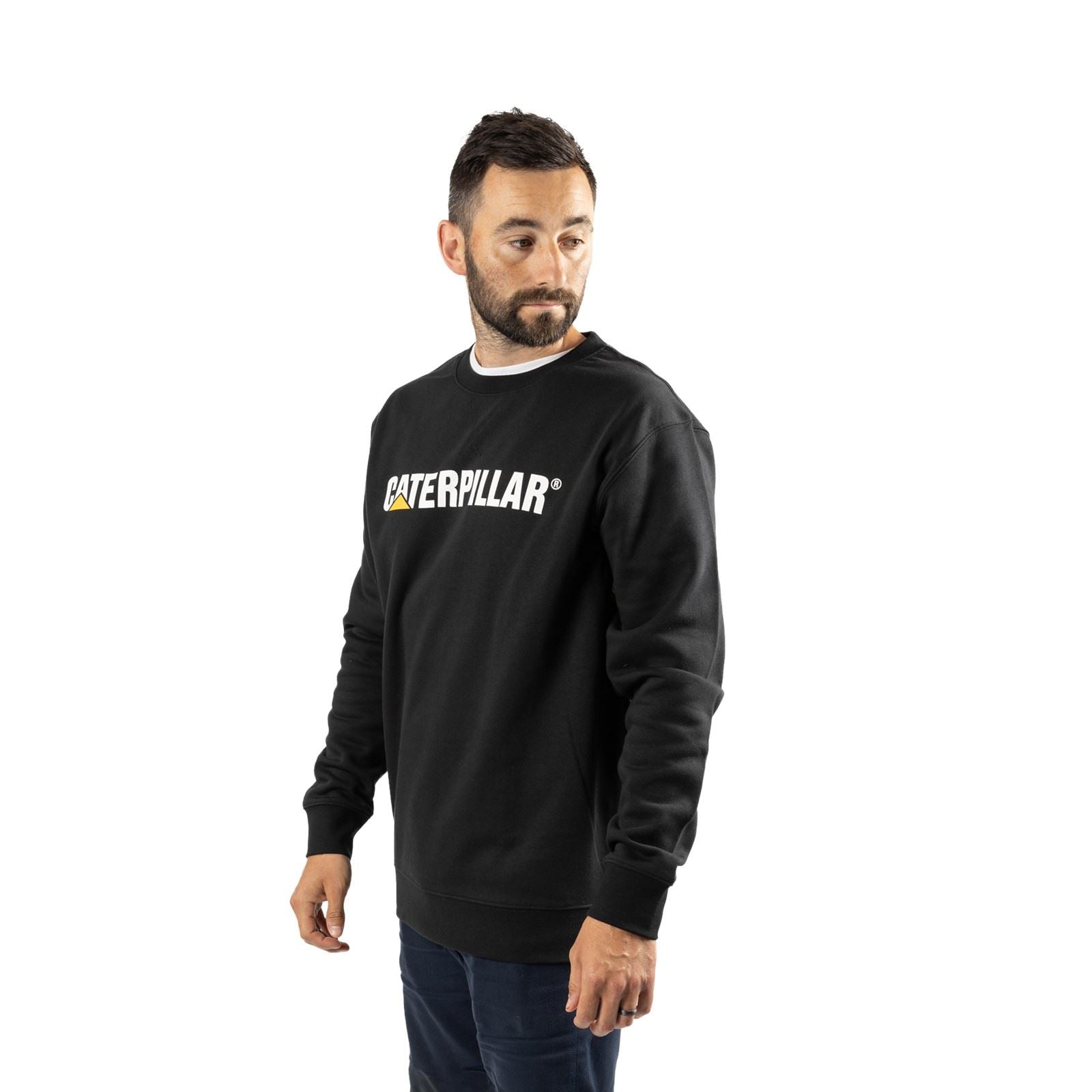 Caterpillar Midweight Crewneck Baumwolle Herren Schwarze Sweatshirt
