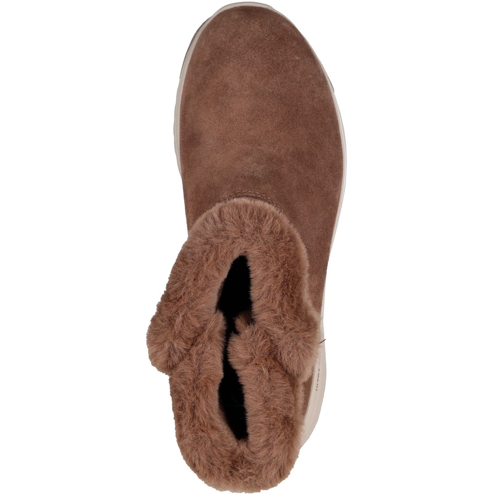Skechers On-the-GO Stellar - Cozy Step Gemütliche Schritt Leder Damen Schokoladen Winter Stiefeletten
