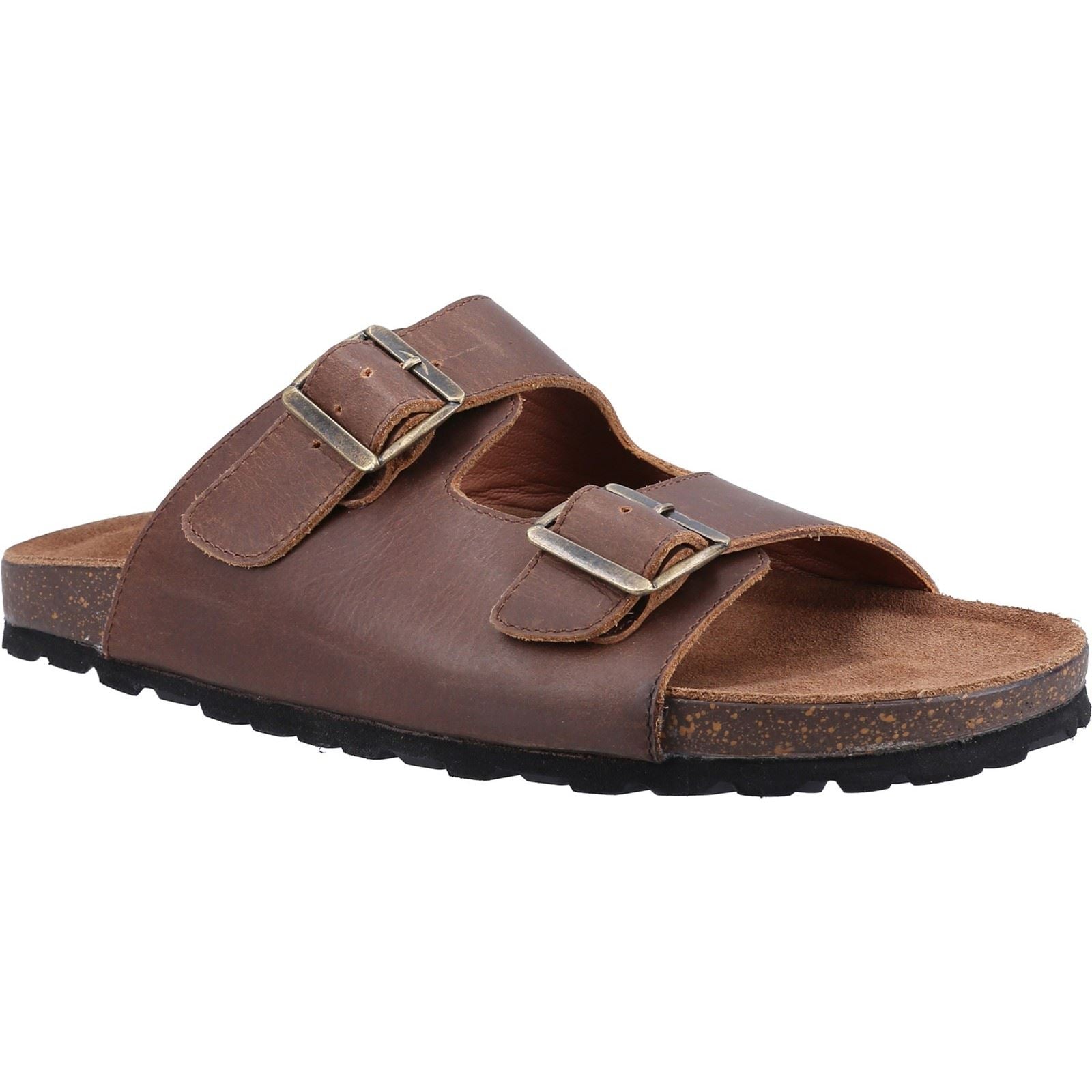 Hush Puppies Nash Slider Leder Herren Sandalen In Braun