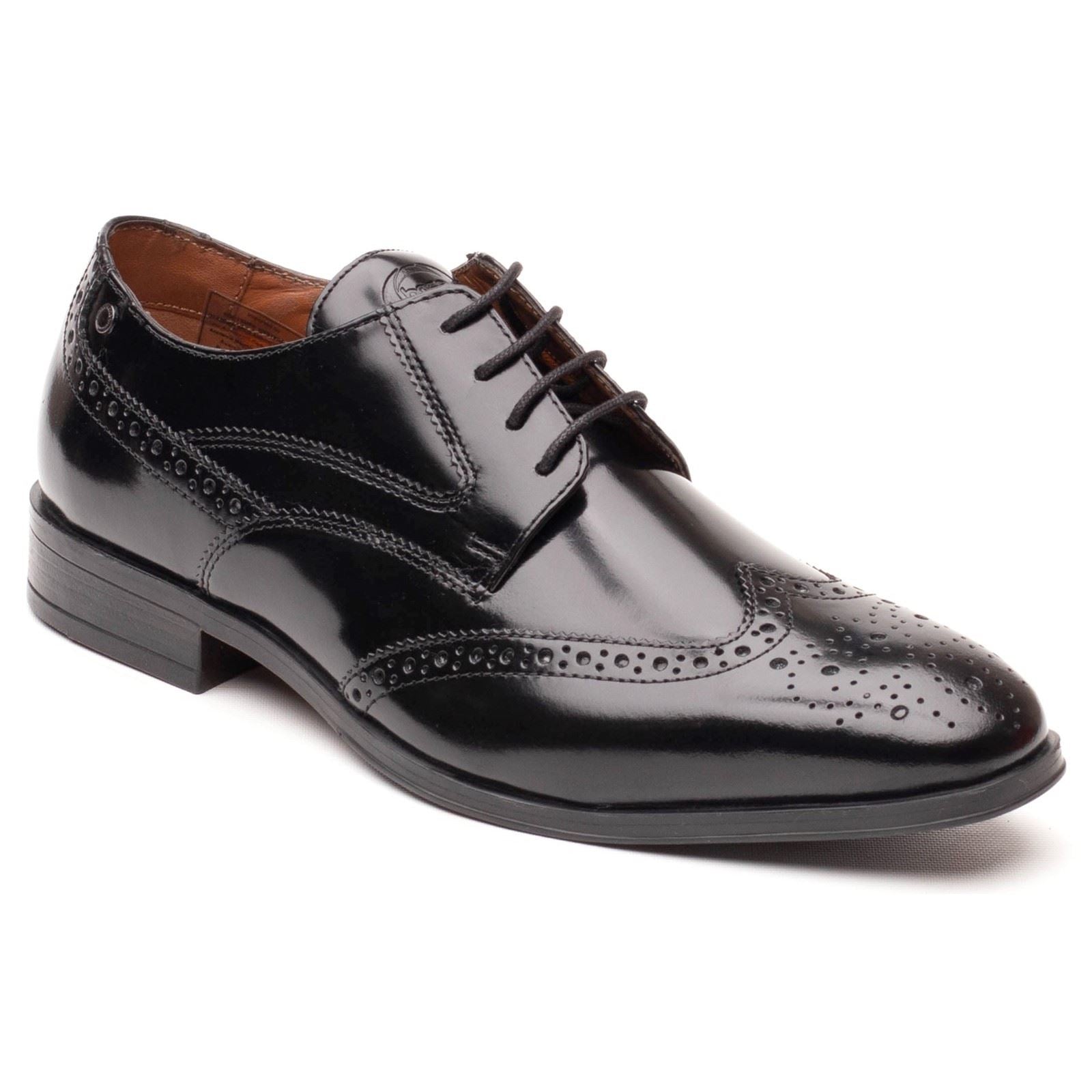Base London Steeple Leder Männer Hi Shine Schwarze Farbe Brogues Schuhe