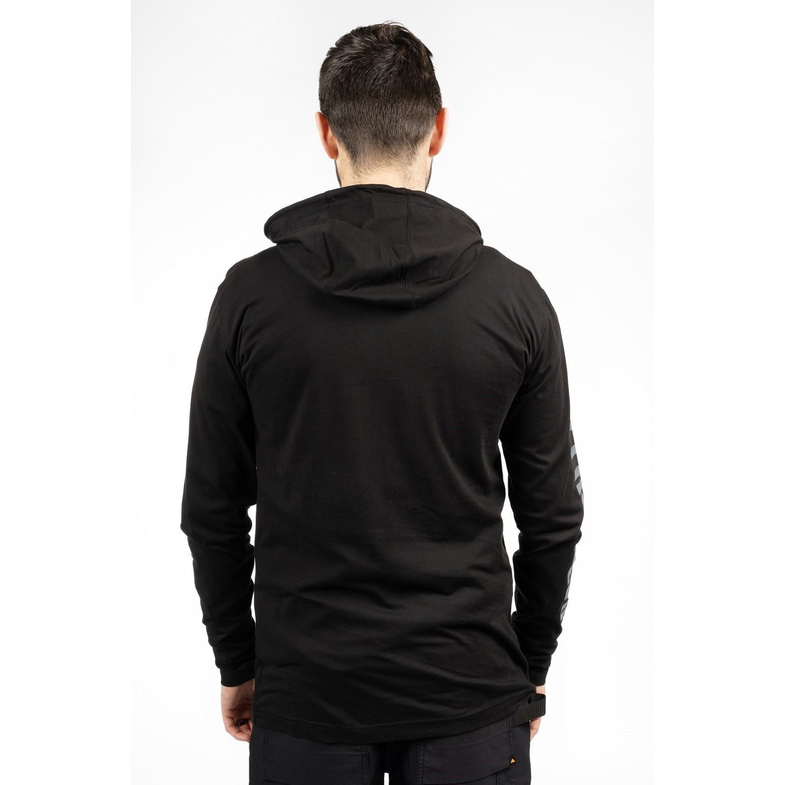 Caterpillar Hooded Long Sleeve Baumwoll Herren Schwarzes T-Shirt