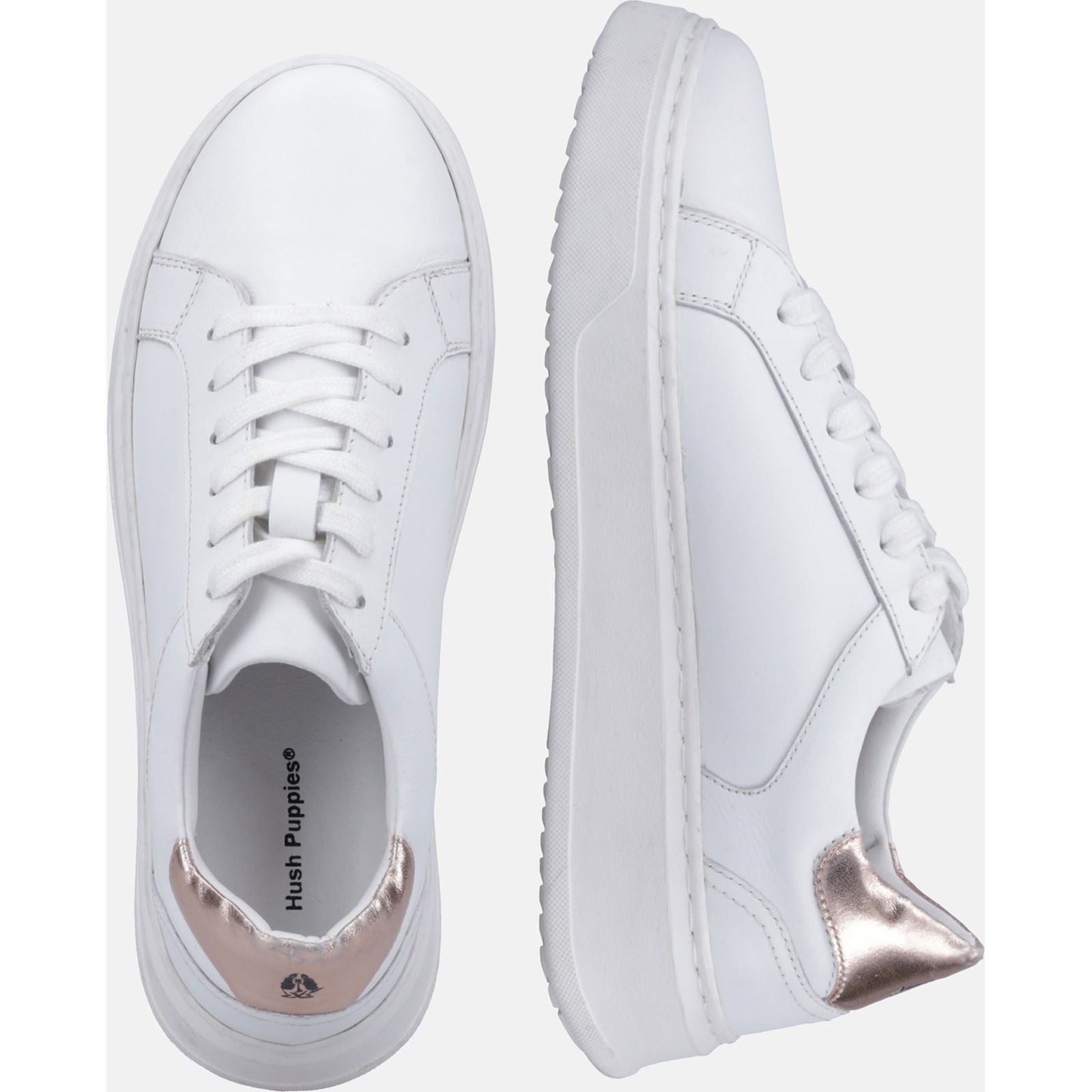 Hush Puppies Camille Leder Damen Weiße Turnschuhe