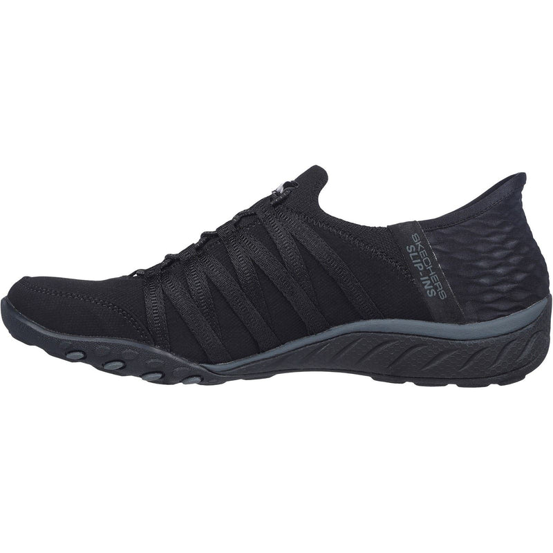Skechers Breathe-Easy - Roll-With-Me Textile Damen-Sneaker In Schwarz