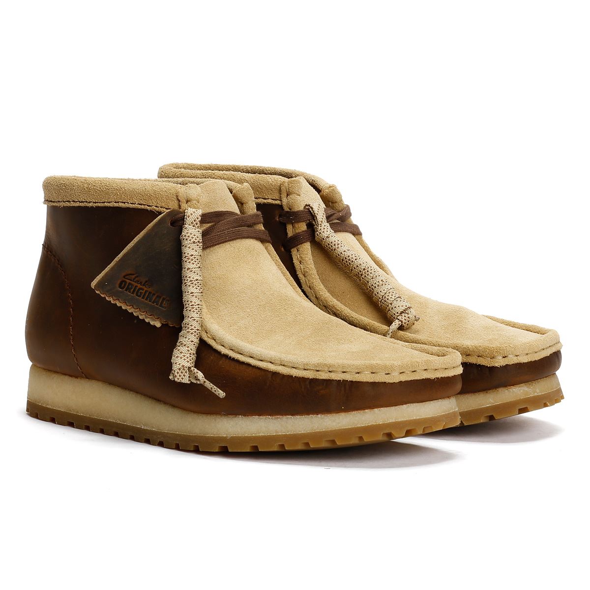 Clarks Originals Wallabee RB Combi Leder Herren Stiefel Braun