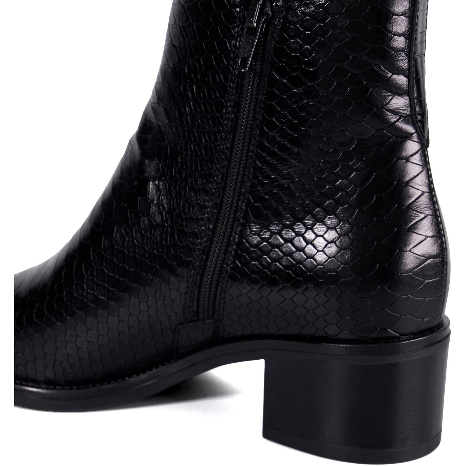 Dune Pouring Leder Damen Schwarze Stiefel