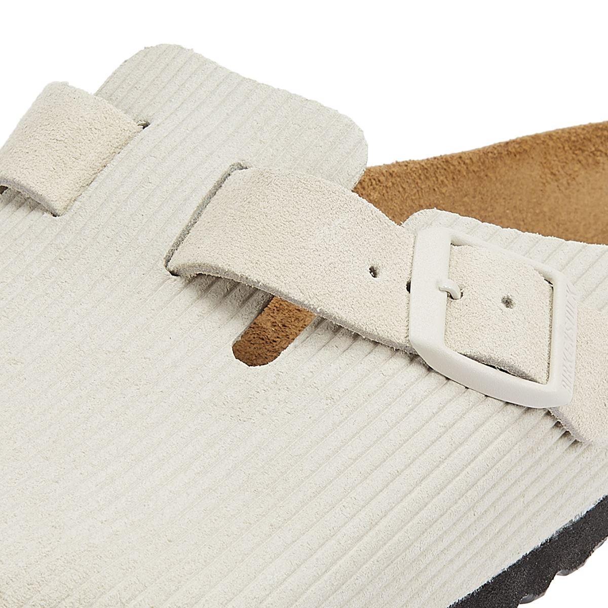 Birkenstock Boston Corduroy Antik Clog Damenschuhe In Weiß, Bequeme Schuhe