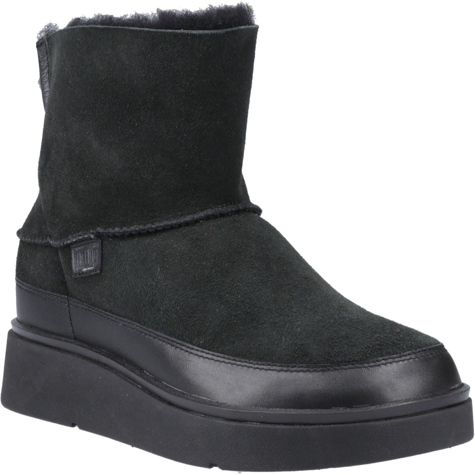 Fitflop Gen-FF Mini Double-Faced Leder Damen Ganz in Schwarz Stiefel