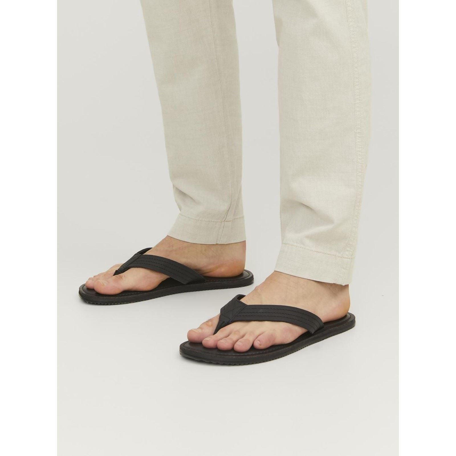 Jack & Jones Washton Herren Zehentrenner Aus Anthrazitfarbenem Leder