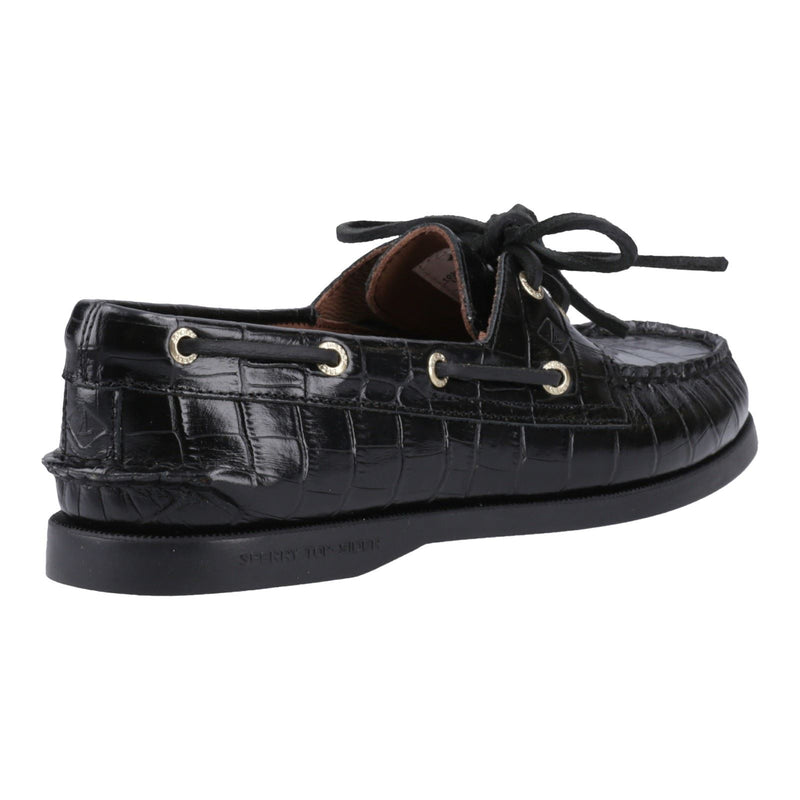 Sperry Authentic 2 Eye Damen Bootsschuhe Aus Schwarzem Leder