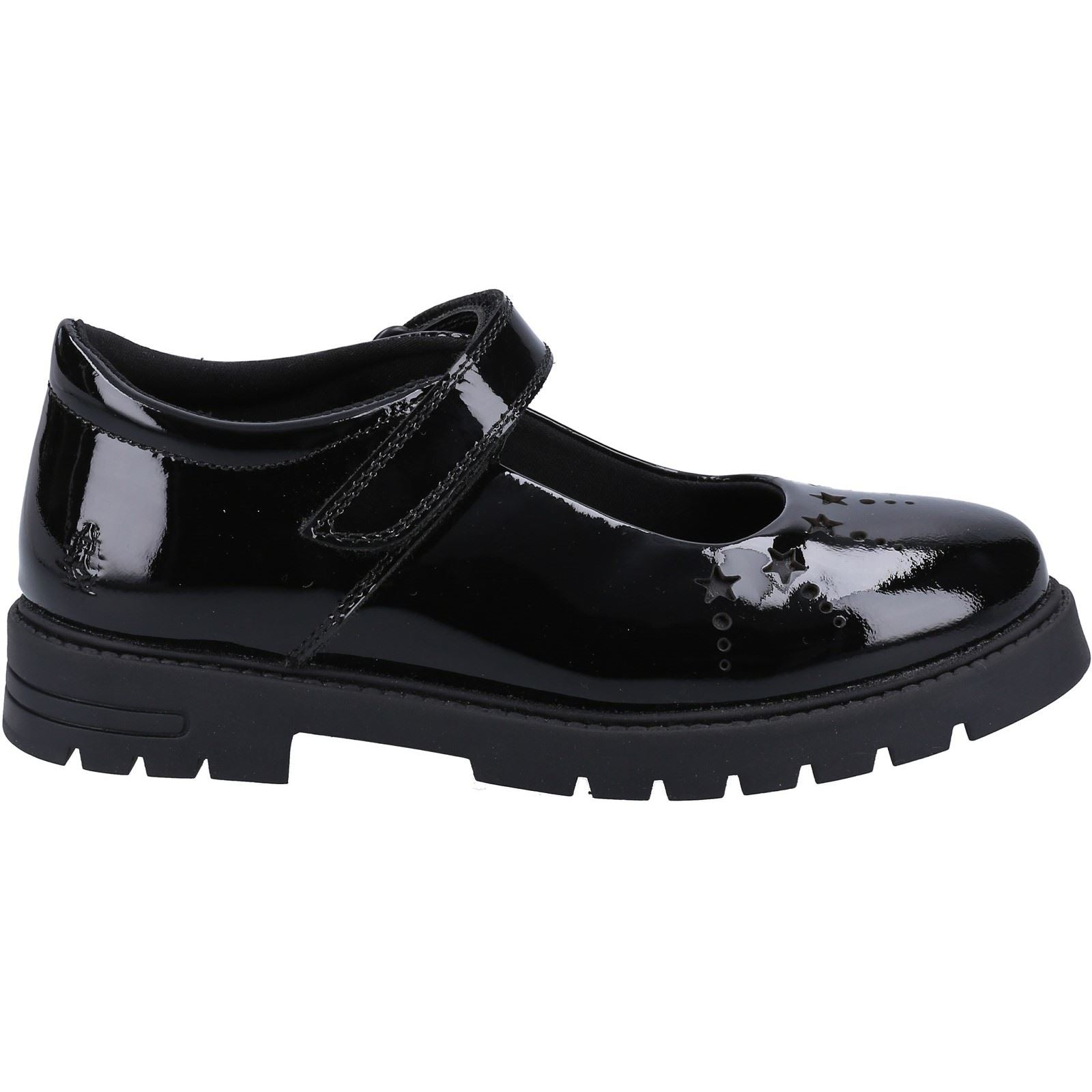 Hush Puppies Sabrina Patent JNR Mädchenschuhe Aus Schwarzem Leder